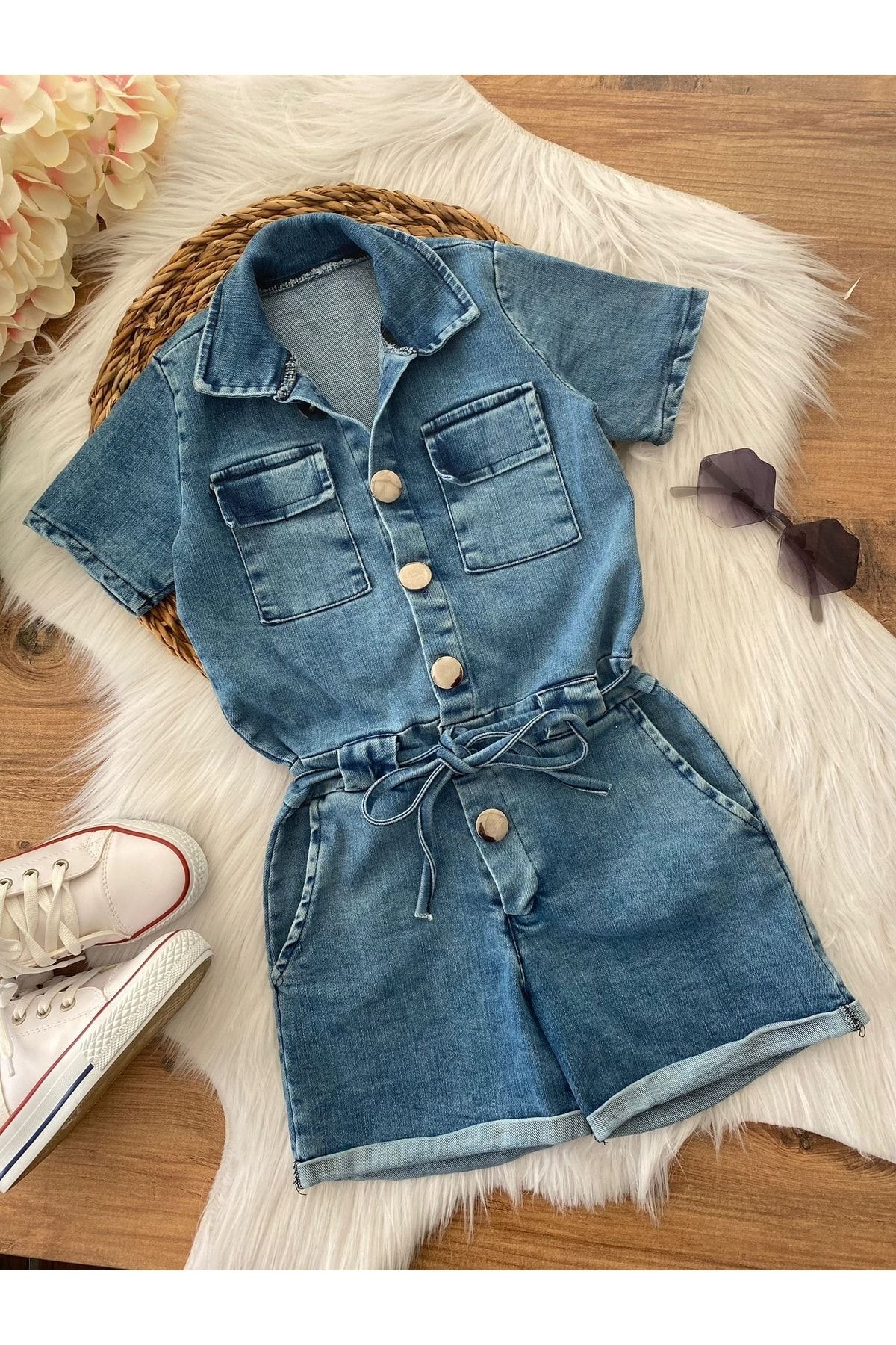 Denim sales romper girls