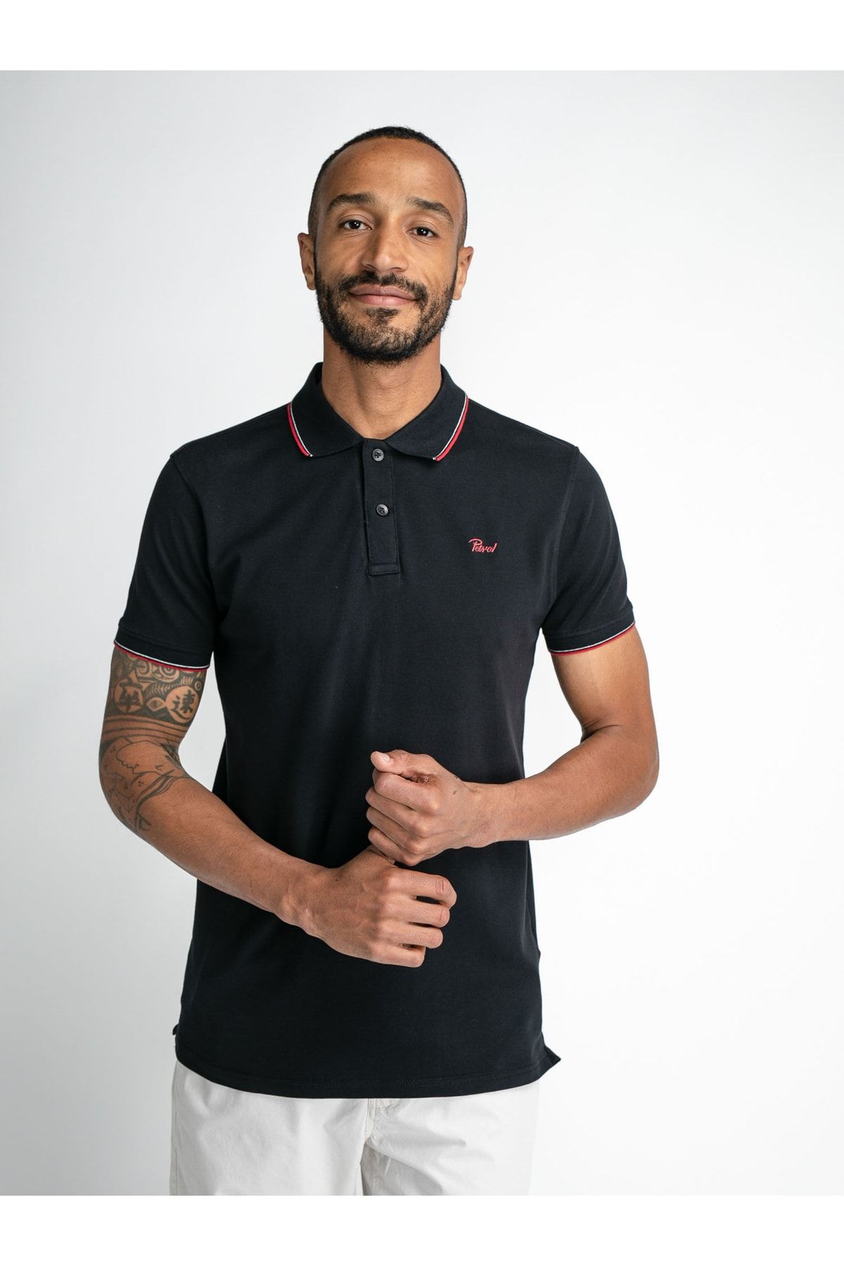 Petrol Industries Polo T shirt Black Regular fit Trendyol