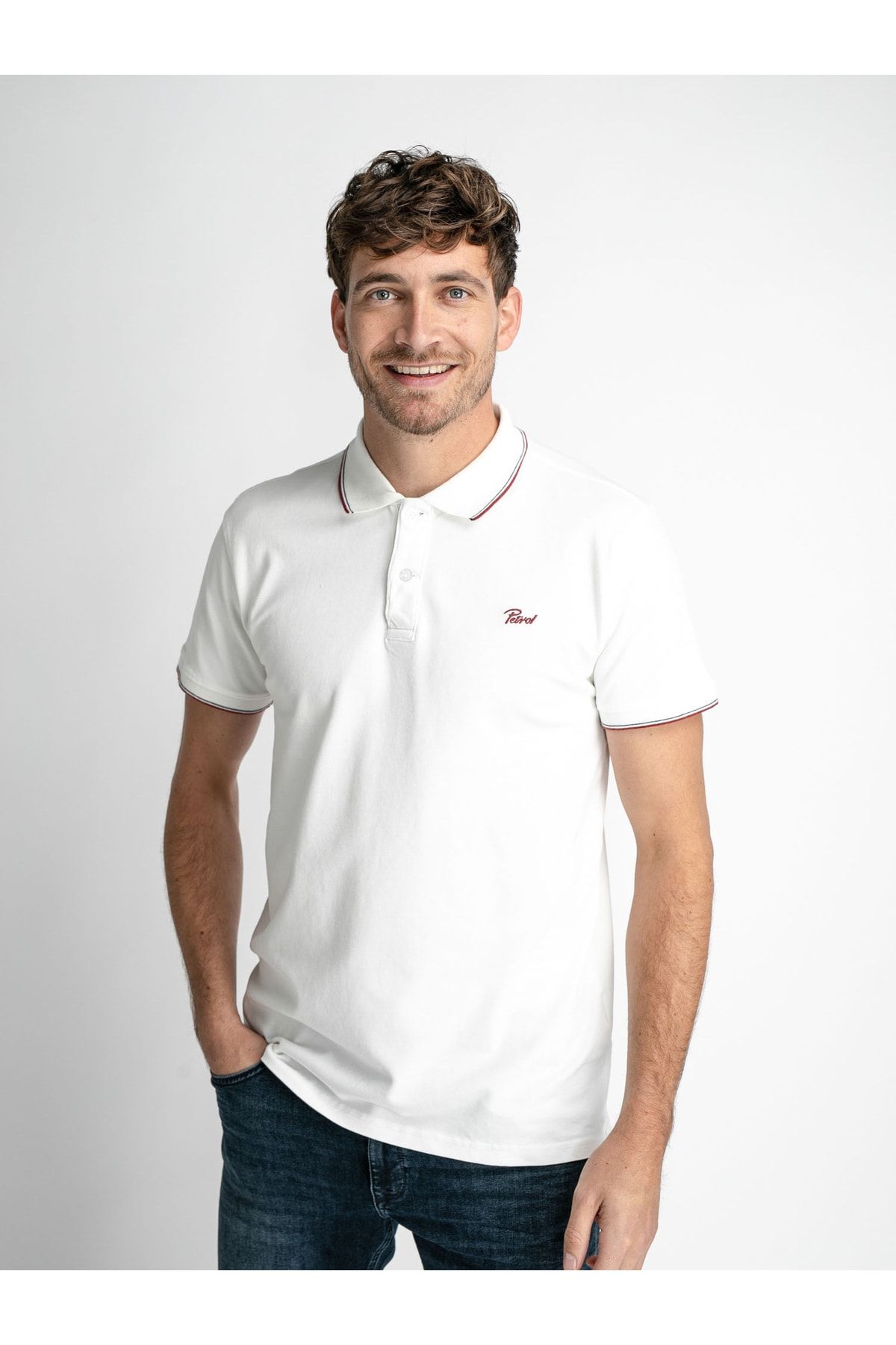 T-shirt Industries White - fit - Trendyol - Petrol Polo Regular