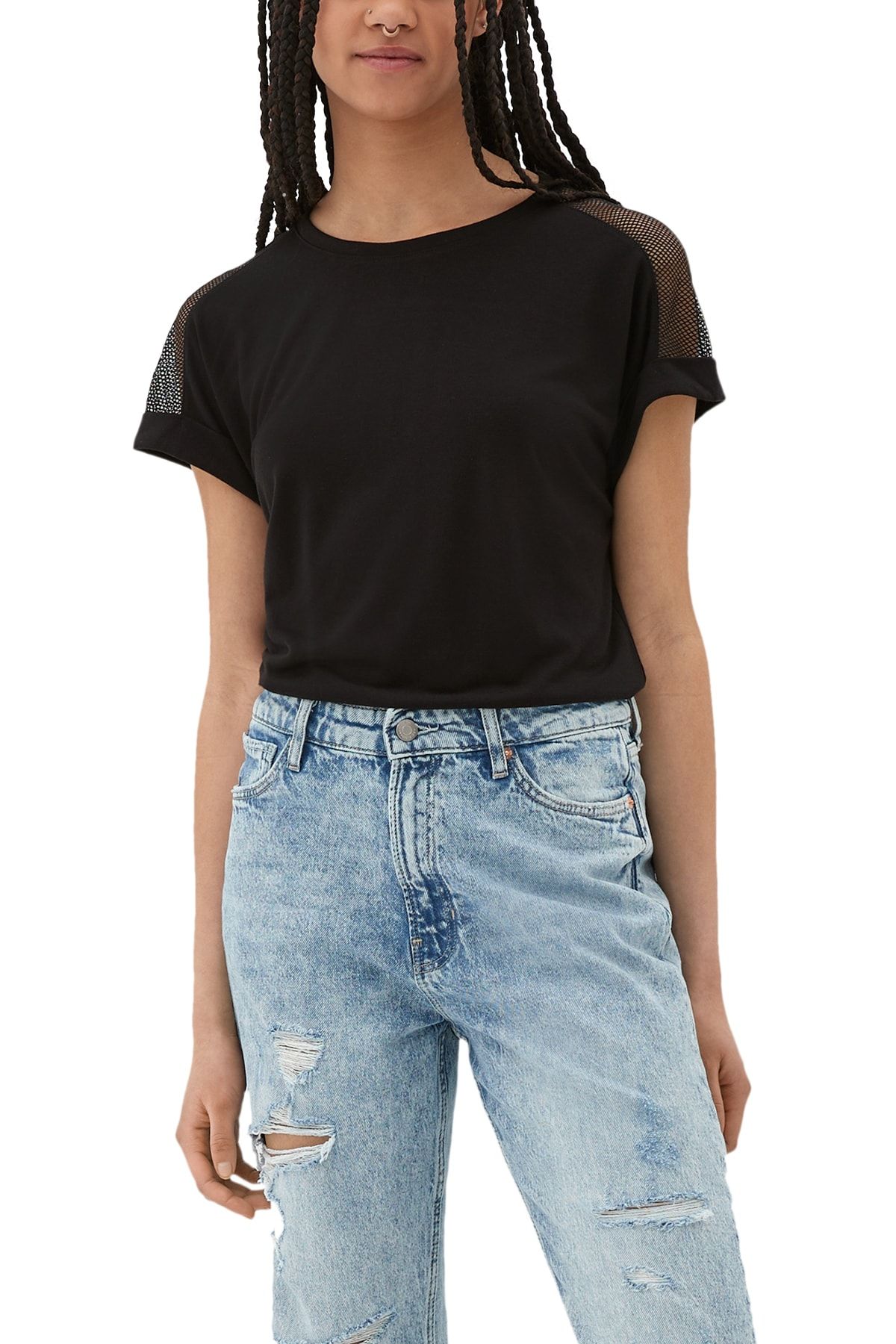 QS by s.Oliver T-Shirt Grau Figurbetont Fast ausverkauft