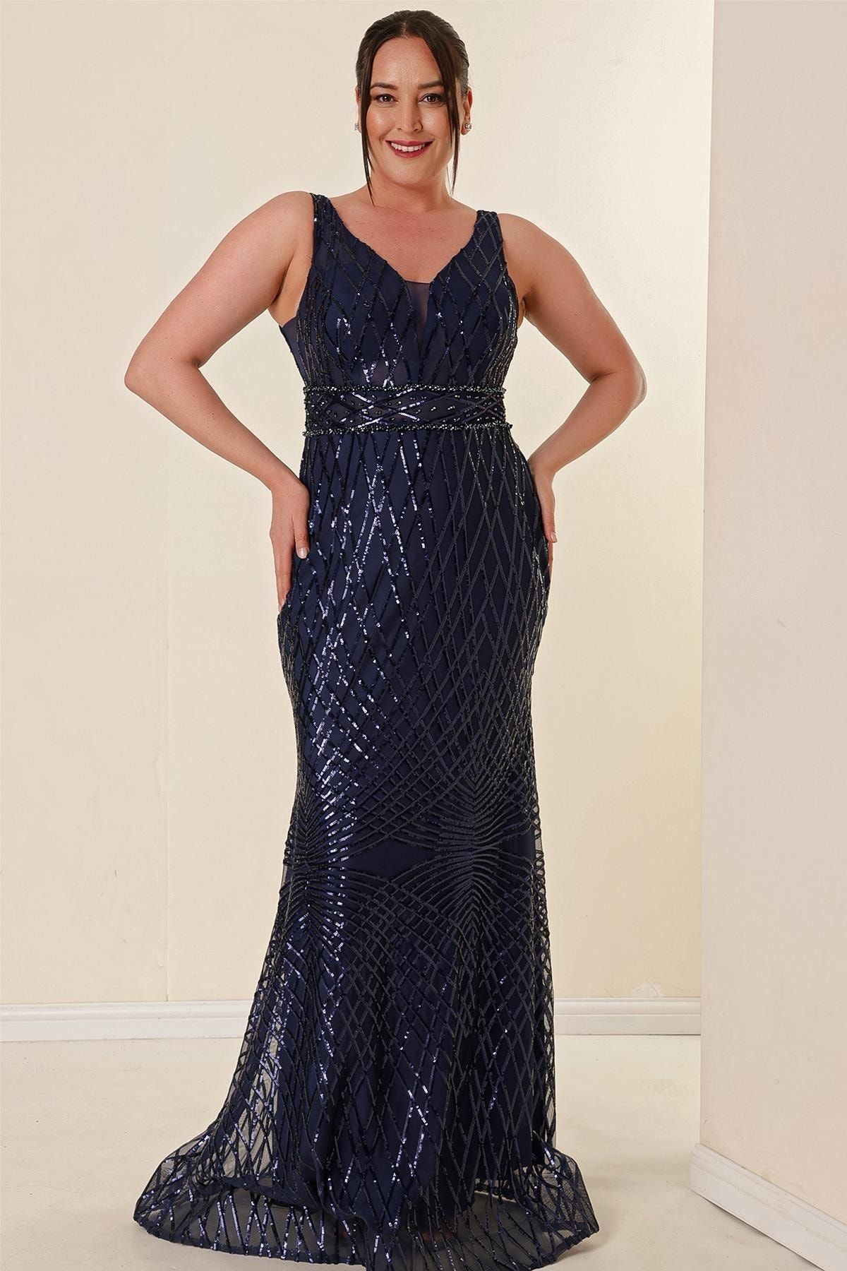 Midnight blue discount gown plus size