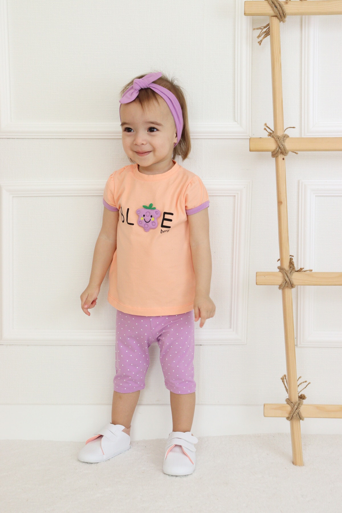 HARİKA KİDS Kız Bebek Kaprili Kısa Kollu Yazlık Basic Alt-üst Takım Bandanalı 6-9 Yaş fotoğrafı 4 (önizleme)