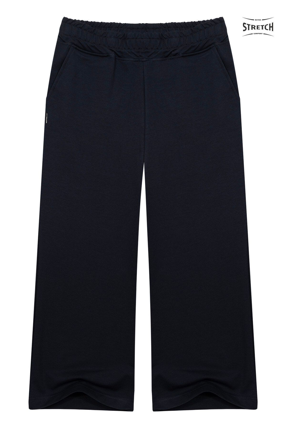 Cottonland-Pantaloni capri cu picior lat din lycra Arıana de damă, bleumarin 1