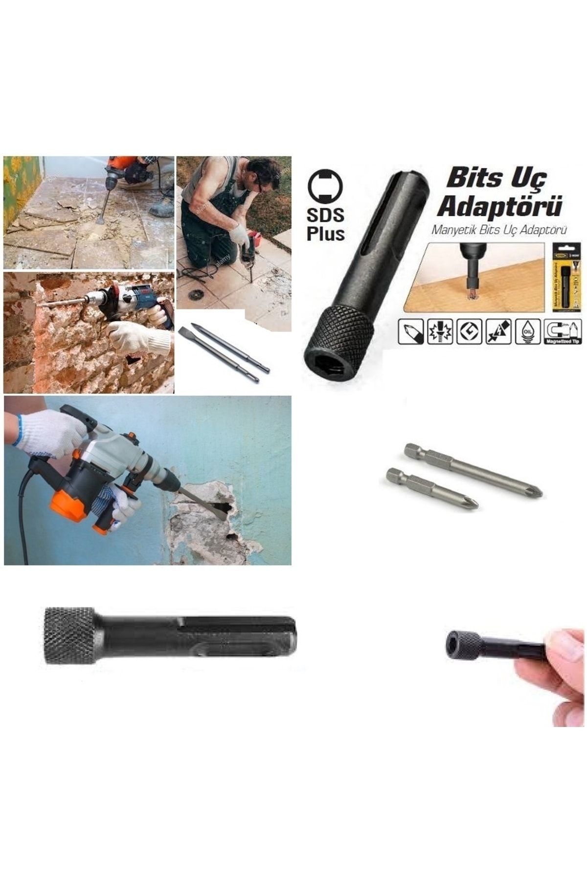 Depolife-Sds Plus Hilti Bit Set for Concrete Breaking Drilling Scraping Chisel Murc Bit Set with Bits Adapter 2