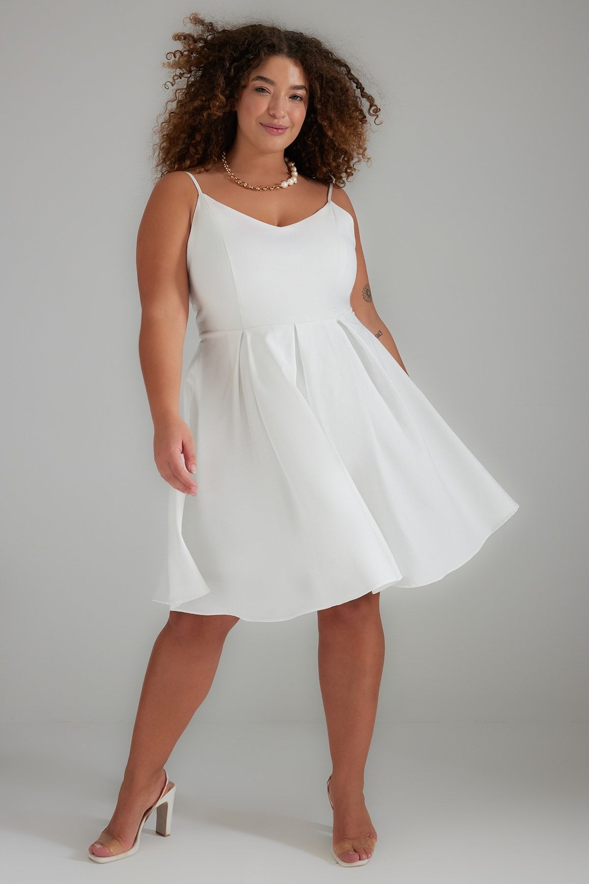 White skater store dress plus size
