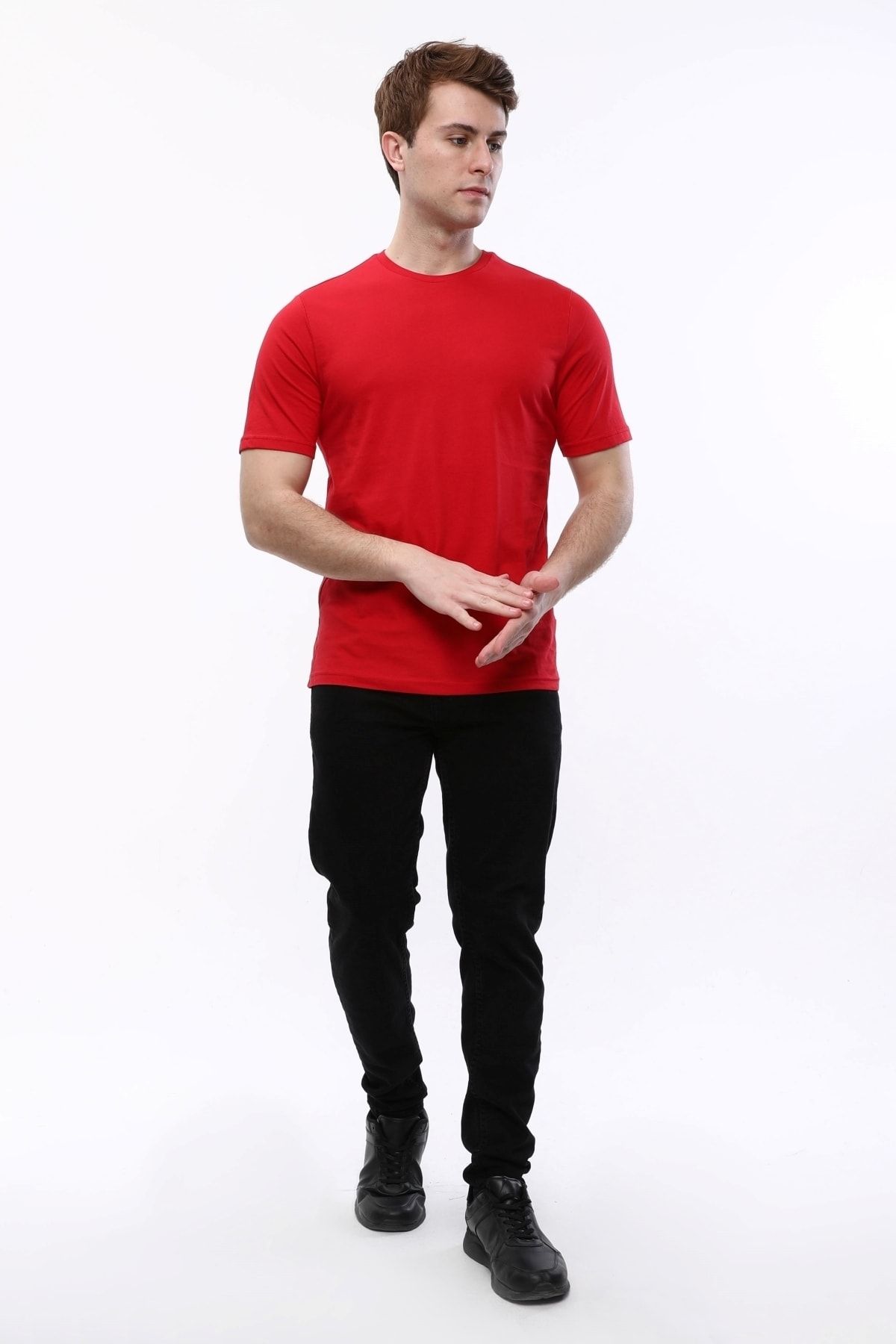 Uniprom-Men's T-Shirt Crew Neck 100% Cotton Red 5