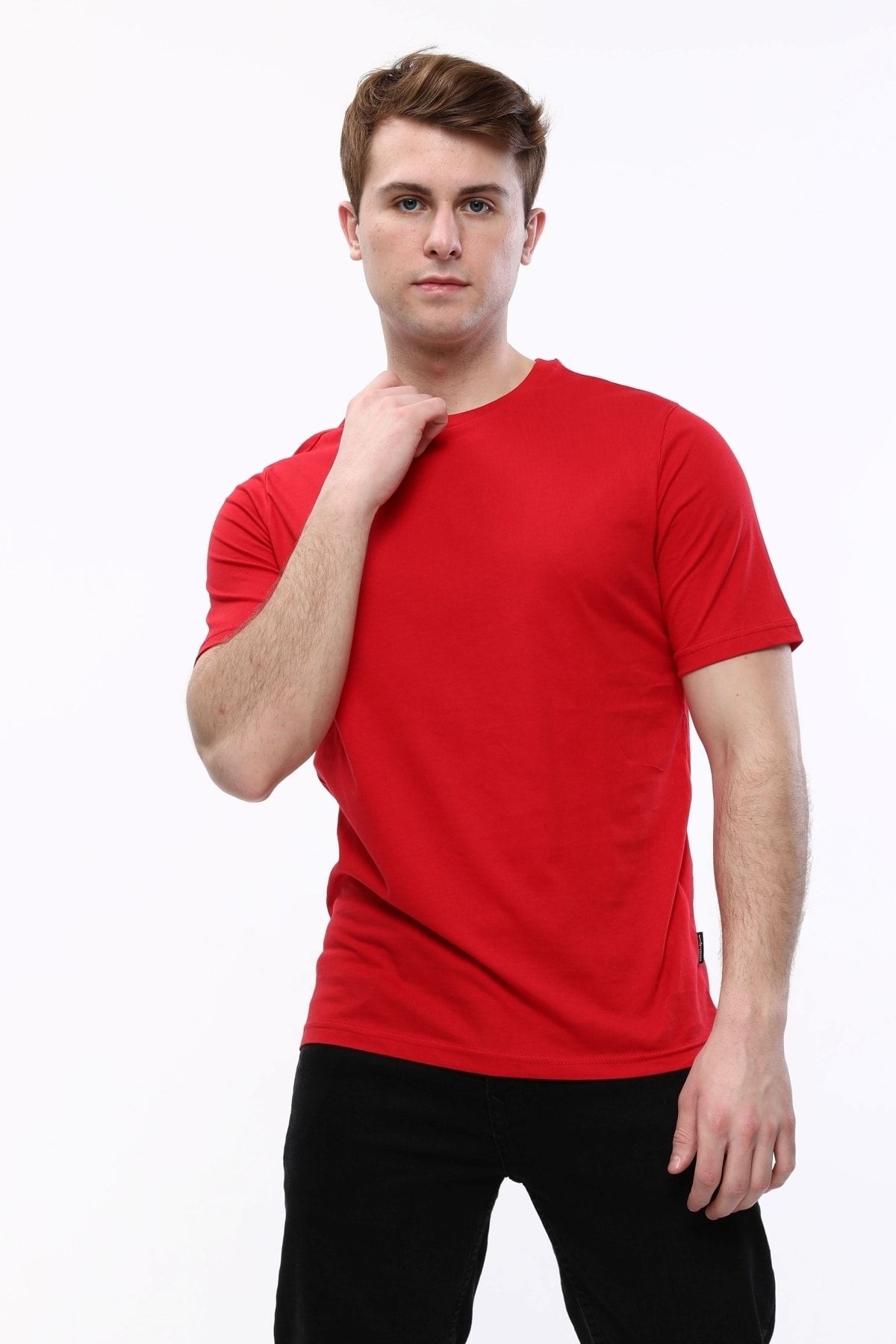 Uniprom-Men's T-Shirt Crew Neck 100% Cotton Red 6