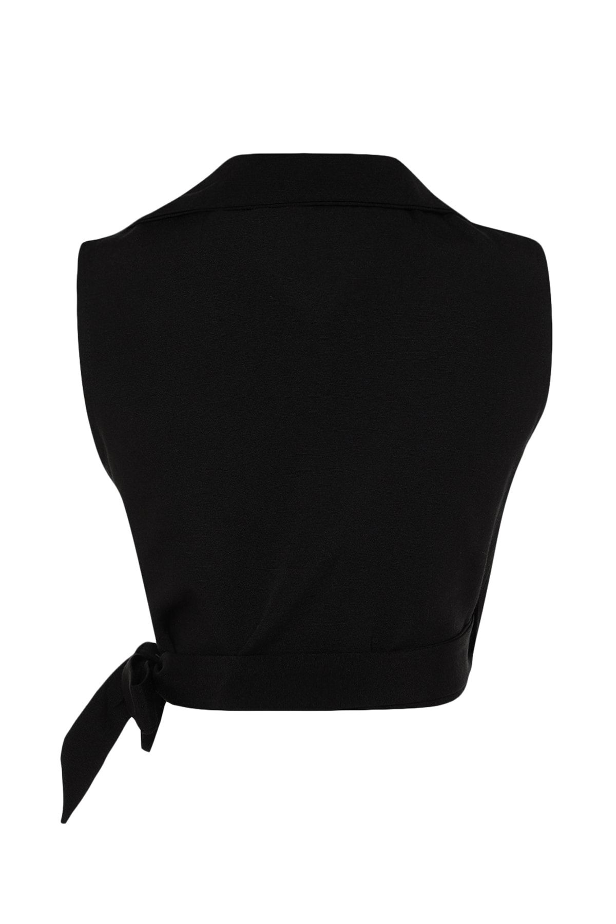 Trendyol Collection-Schwarze, gewebte Leinenbluse mit Schnürung TWOSS23BZ00550 9