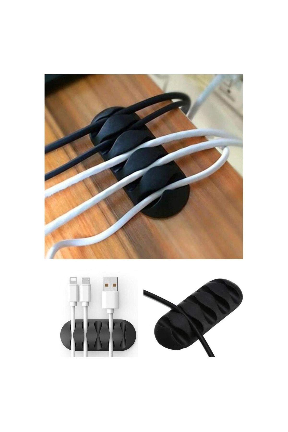 Tahtakale Dünyası Kablo Tutucu 5 Kanallı 3lü Siyah Kablo Organizer