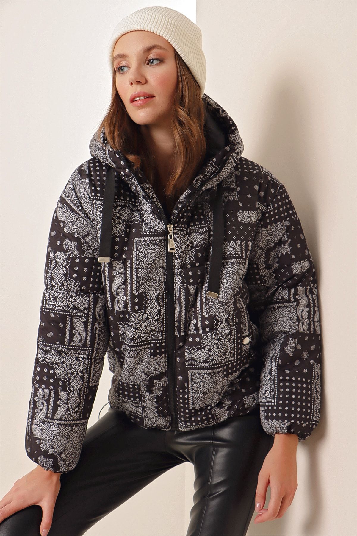 Patterned puffer coat new arrivals