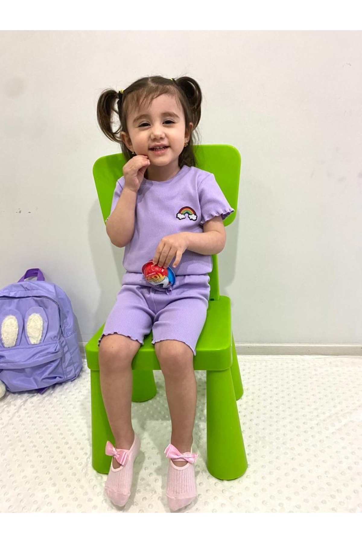 ARYA BABY Kaşkorse Sevimli Armalı 2li Kız Tişört Şort Takım, Kız Alt-üst Takım fotoğrafı 2 (önizleme)