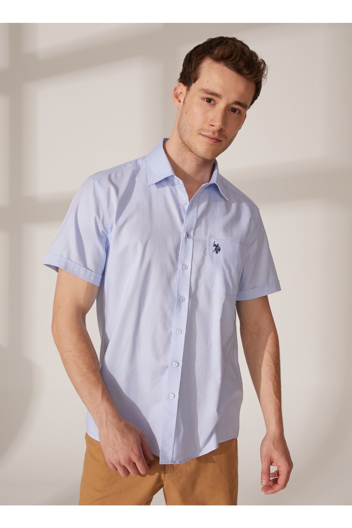 پیراهن مردانه آبی سرمه ای یو اس پولو | 5002996083 اورجینال - تصویر 3