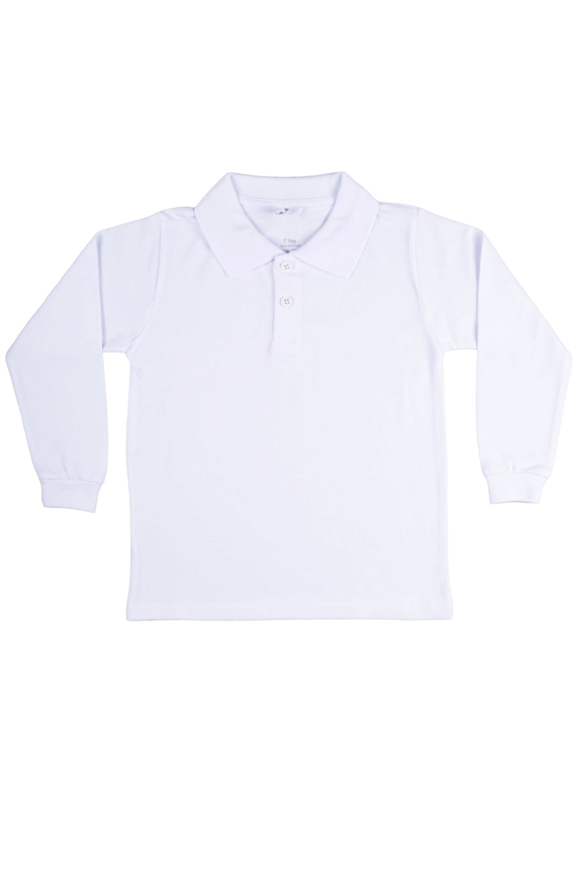 By Cwhr %100 Pamuk Lakost Uzun Kollu Düğmeli Beyaz Polo Yaka Çocuk T-shirt Polo Yaka Çocuk Sweatshirt