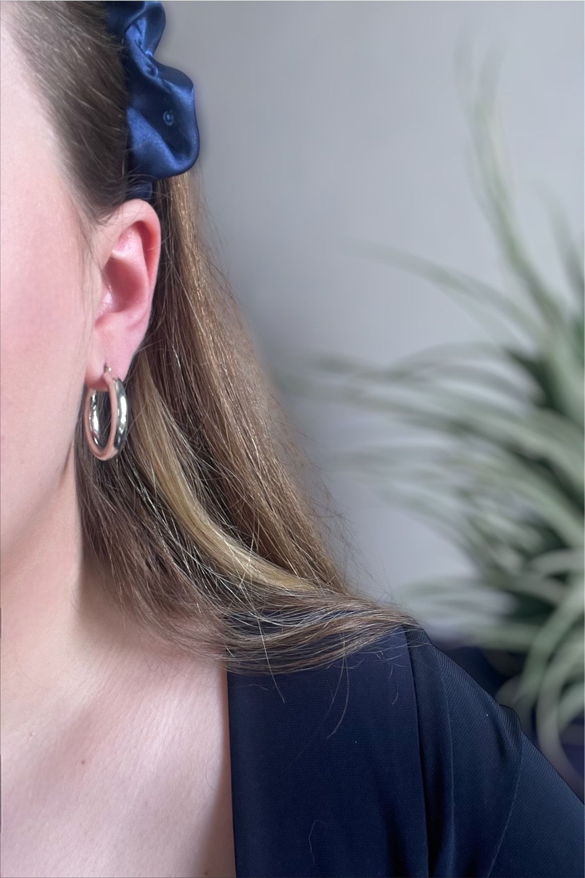 Serelia Thick Steel Hoop Silver Earrings Trendyol