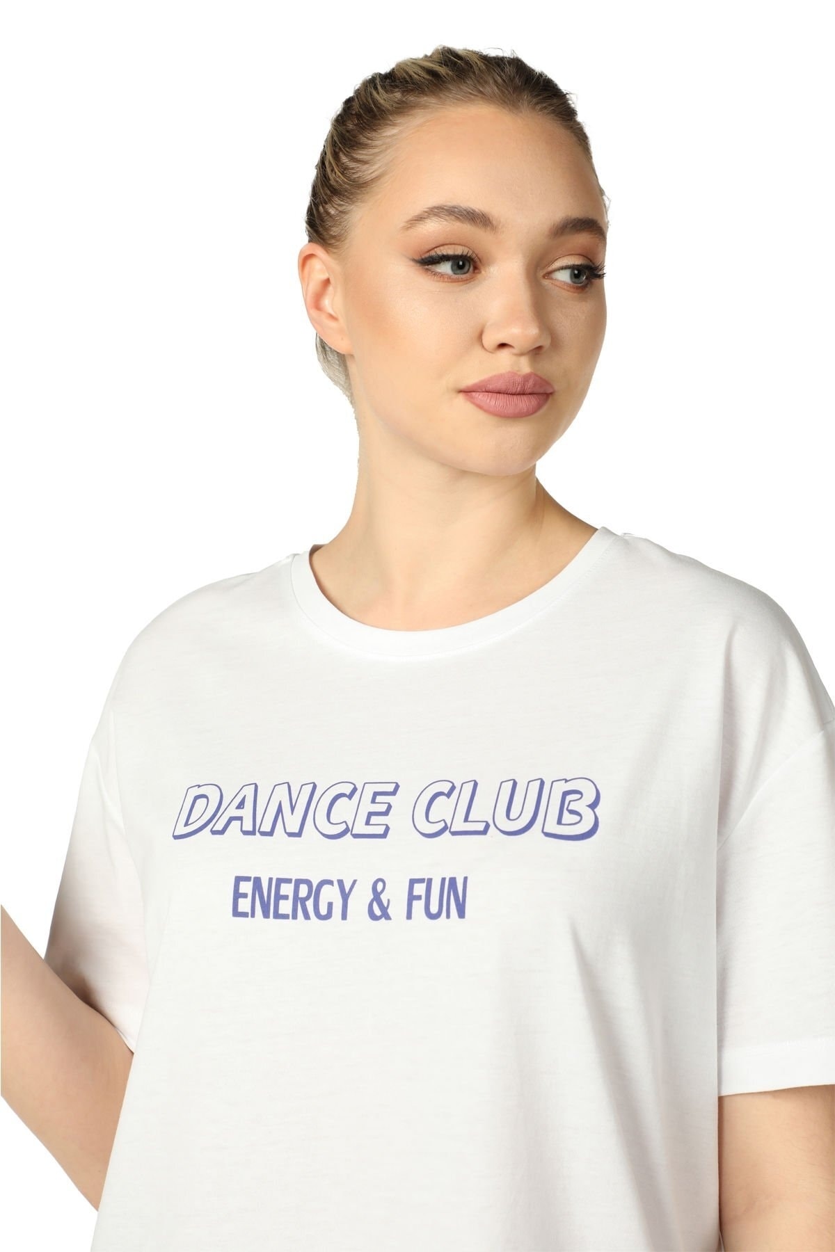 Women's Printed Short Sleeve Crew Neck Oversleeveless T-Shirt White