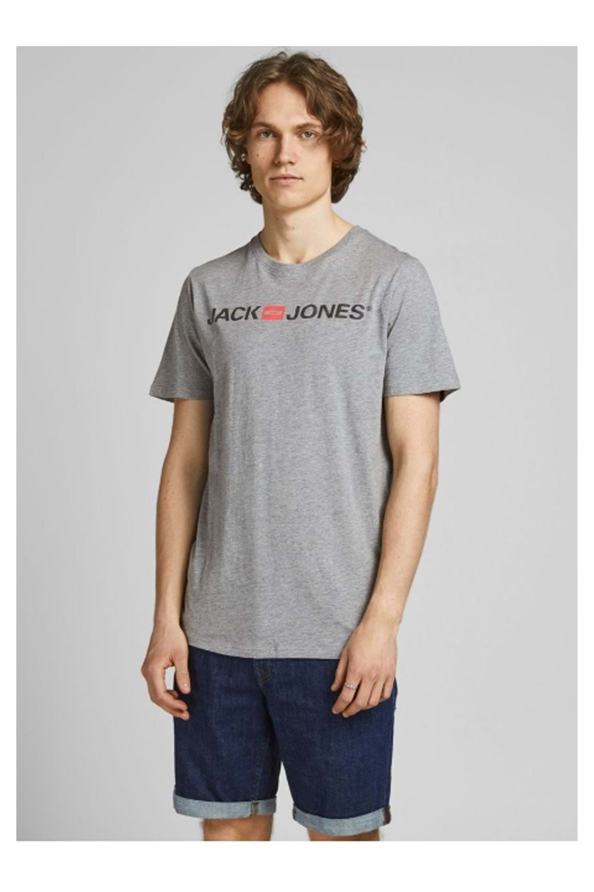 تیشرت مردانه خاکستری جک اند جونز | ST04355 اورجینال - تصویر 2
