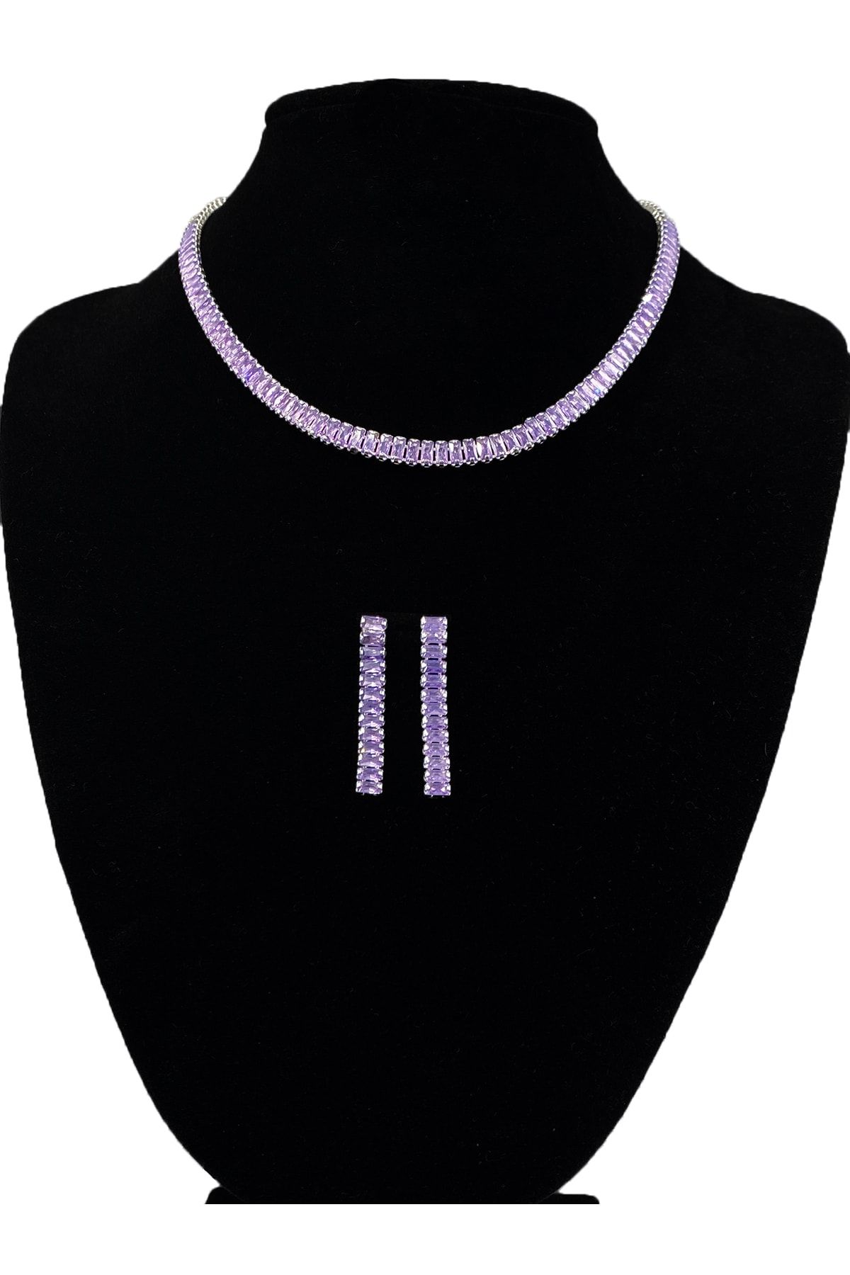 Silver necklace earring shop set