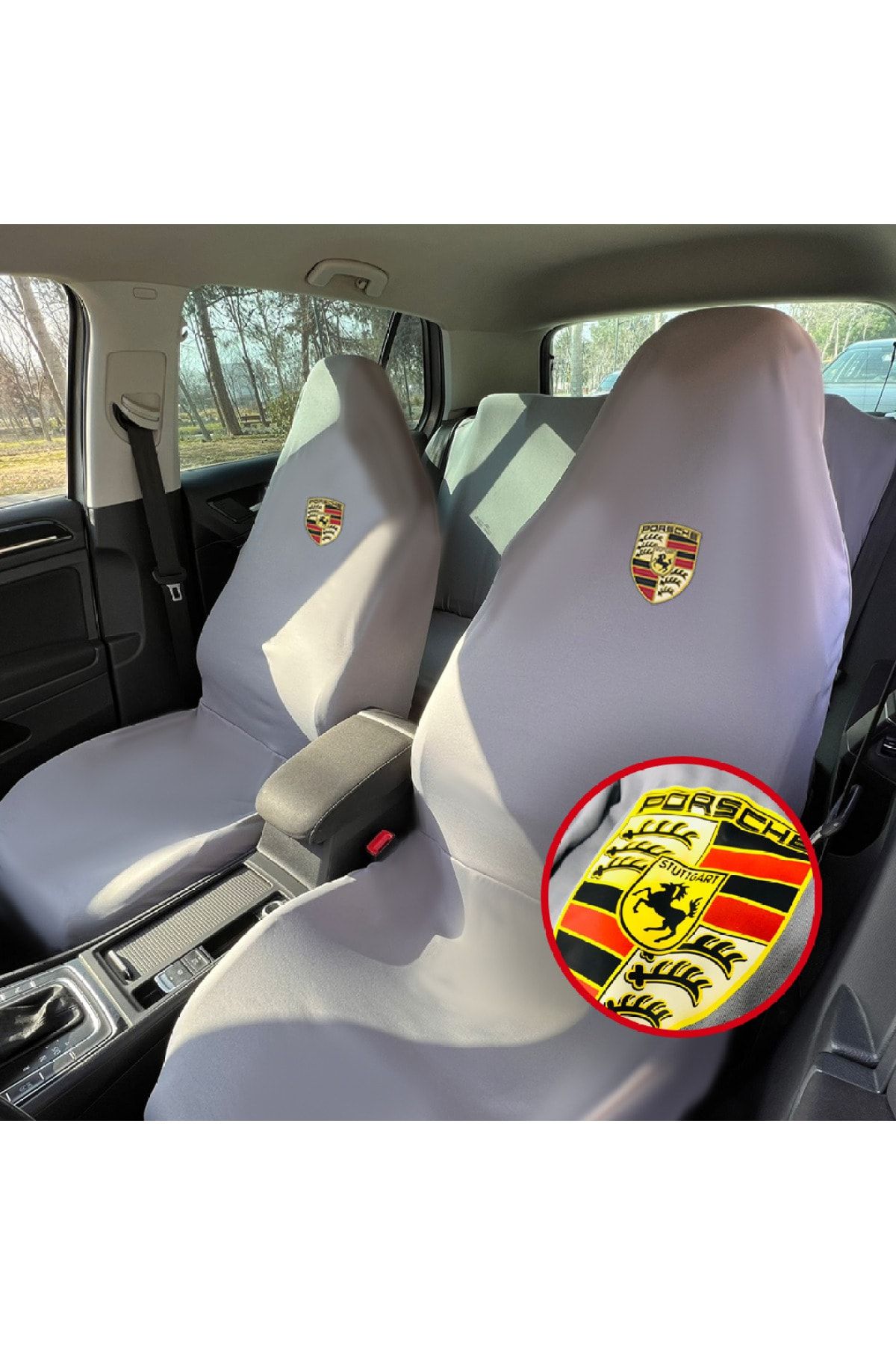 Teksin Porsche Macan Car Seat Service Cover Gray Lycra Flexible