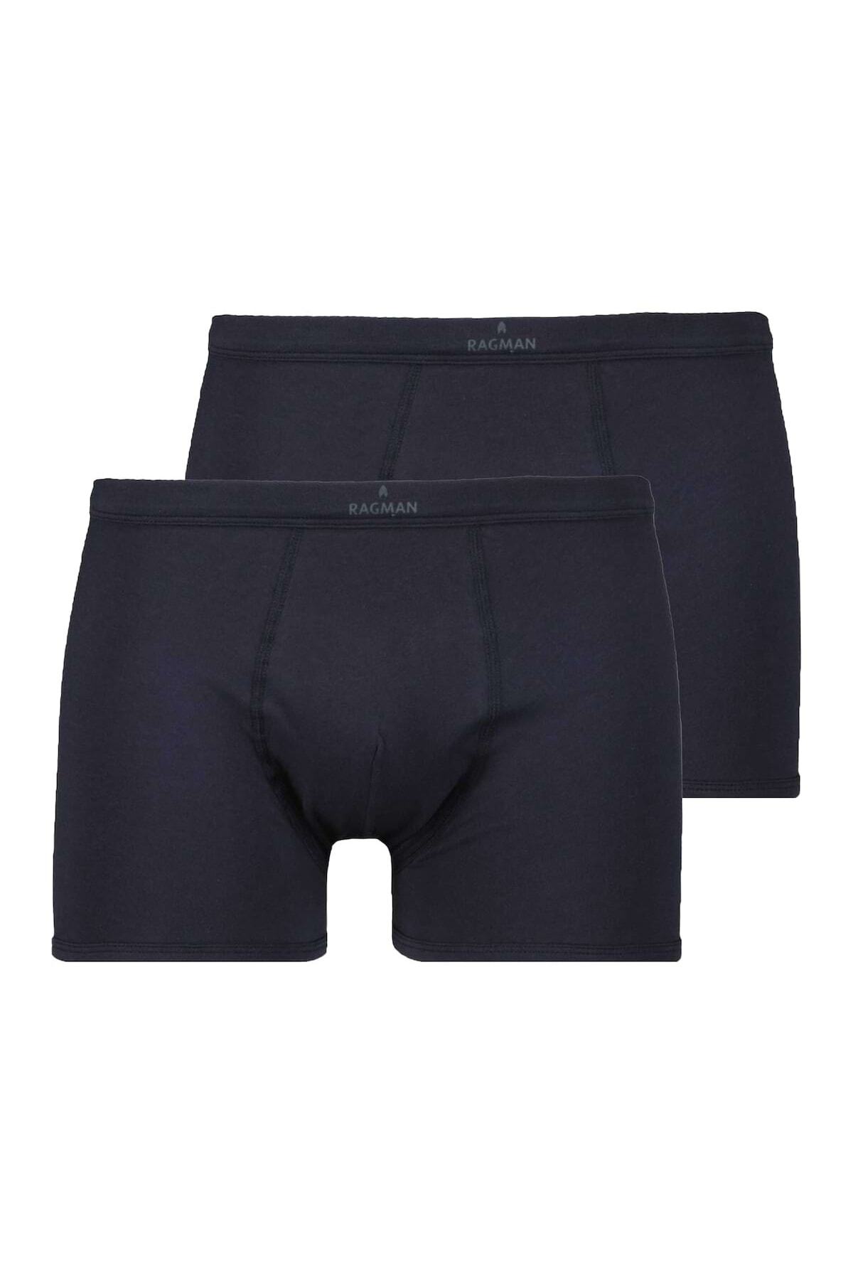 Ragman-Herren Boxershorts, 2er Pack - Unterwäsche, Unterhose, Baumwollmischung, Logo, einfarbig 1