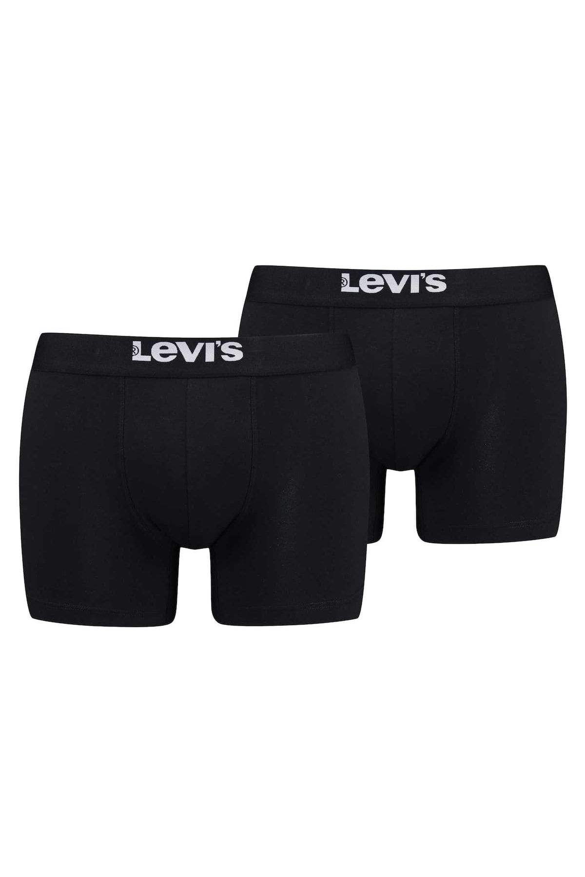 Levi's-LEVI'S Herren Boxershorts – 2er-Pack solide Basic-Bio-Boxershorts, Logobund 1