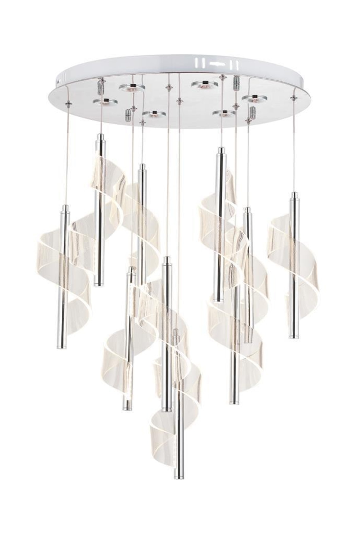 P7077-10 10-Piece Chrome Pendant Led Chandelier