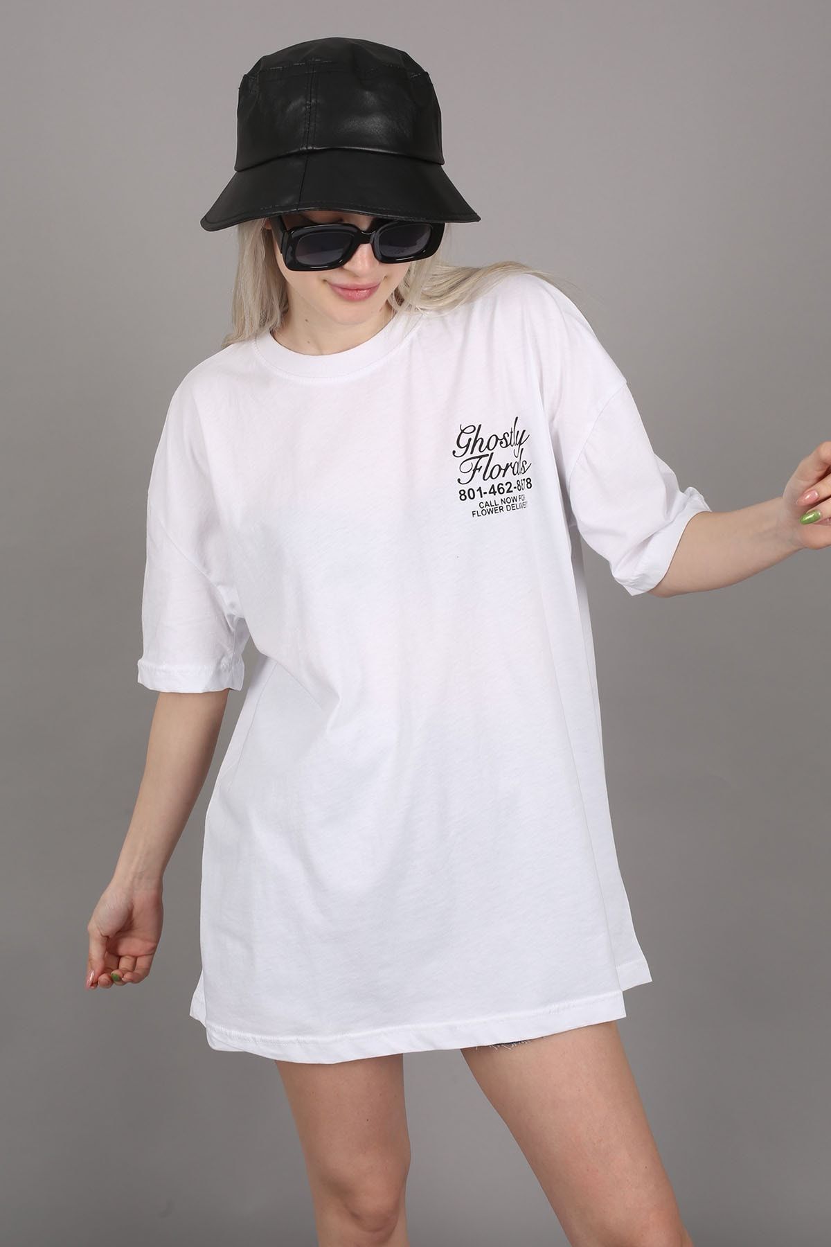 Madmext T-Shirt Weiß Oversized