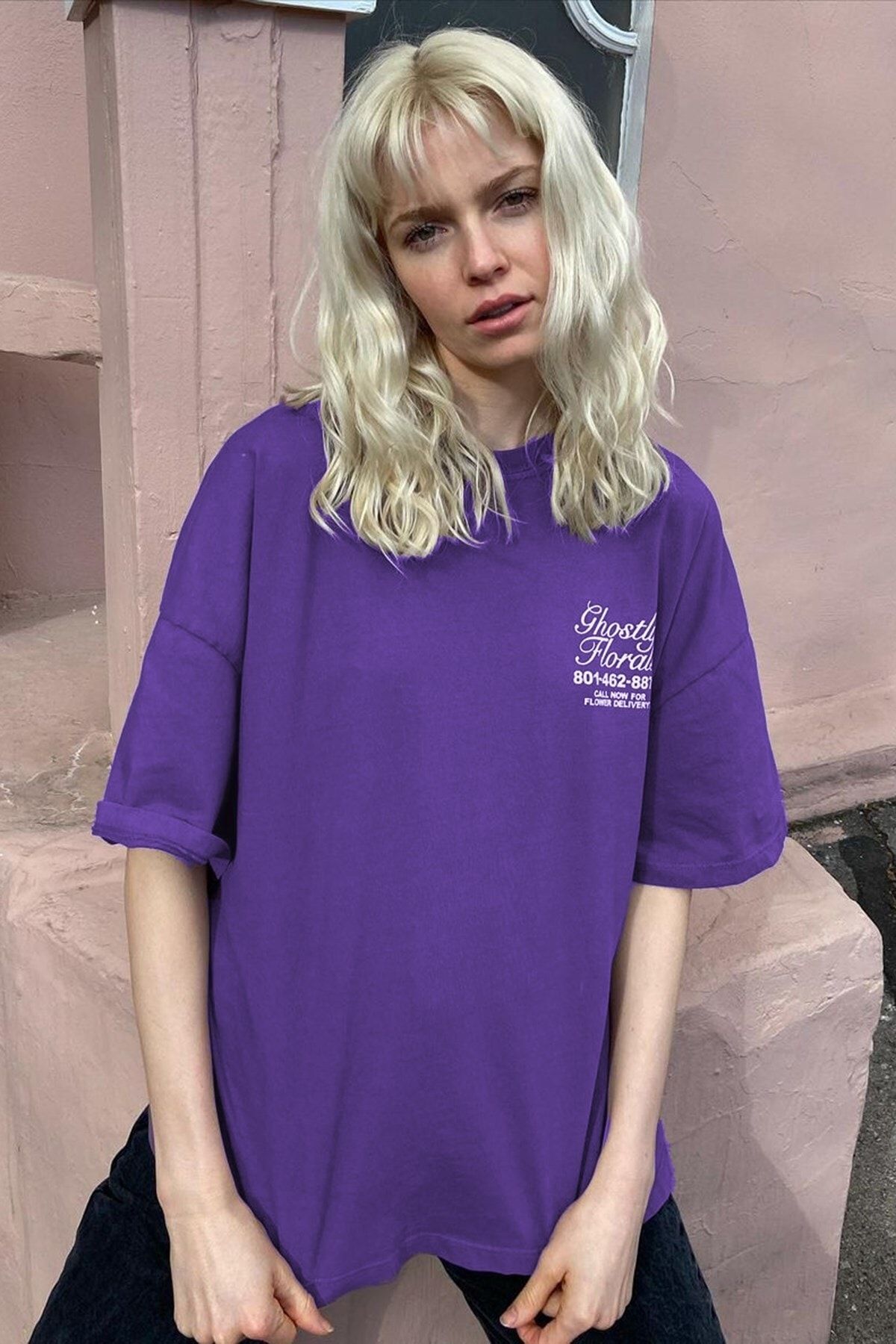 Madmext T-Shirt Lila Oversized
