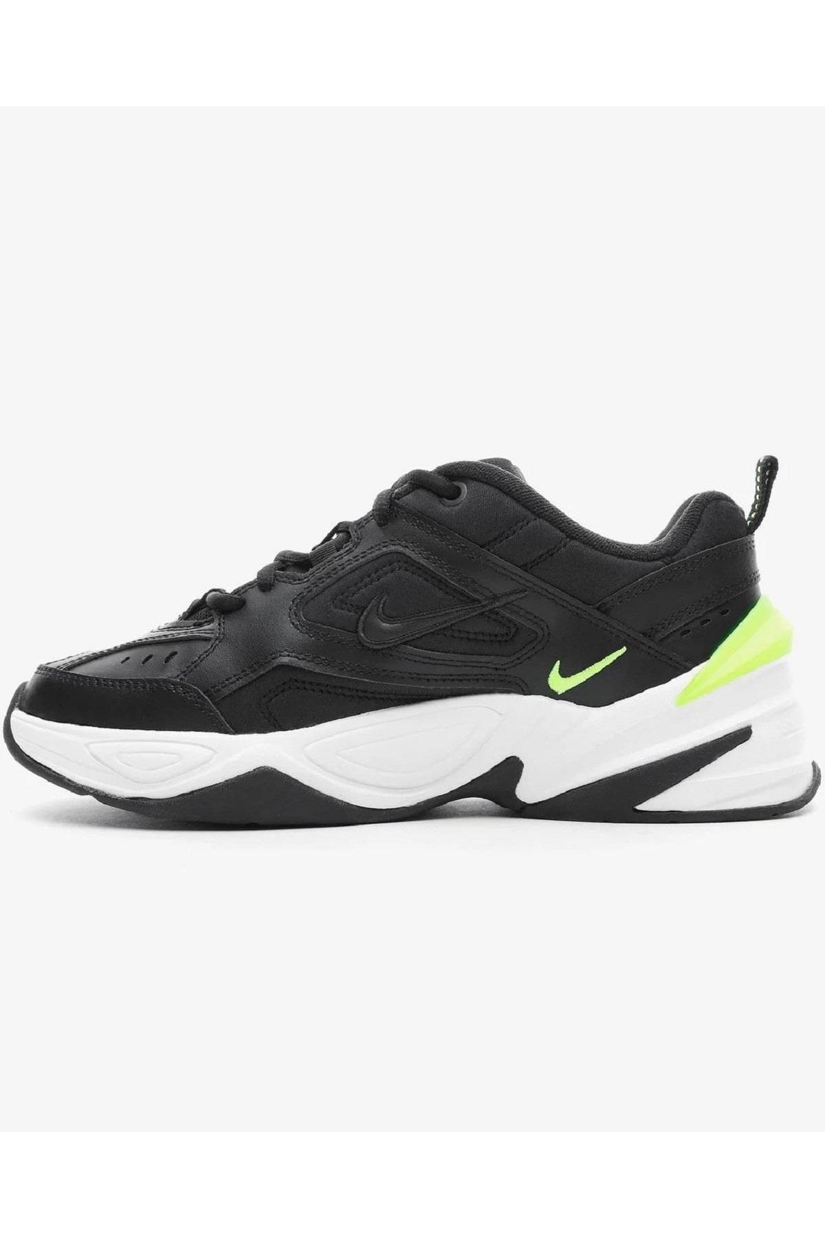 Nike M2k Tekno Leather Unisex Sneaker Genuine Leather White Sports Shoes Black Height 4cm