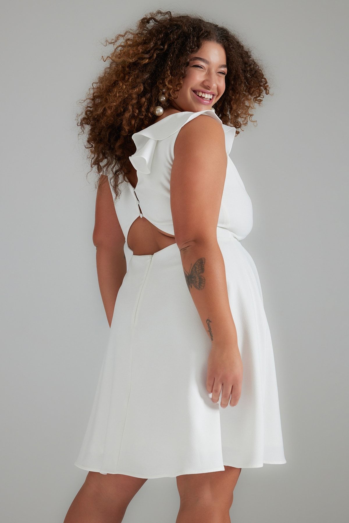 Plus white online skater dress