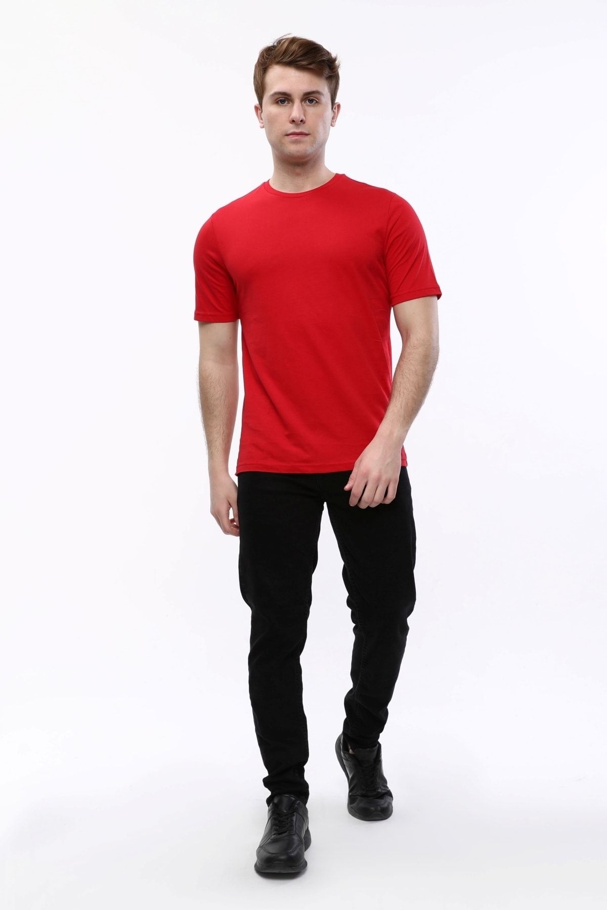 Uniprom-Men's T-Shirt Crew Neck 100% Cotton Red 8
