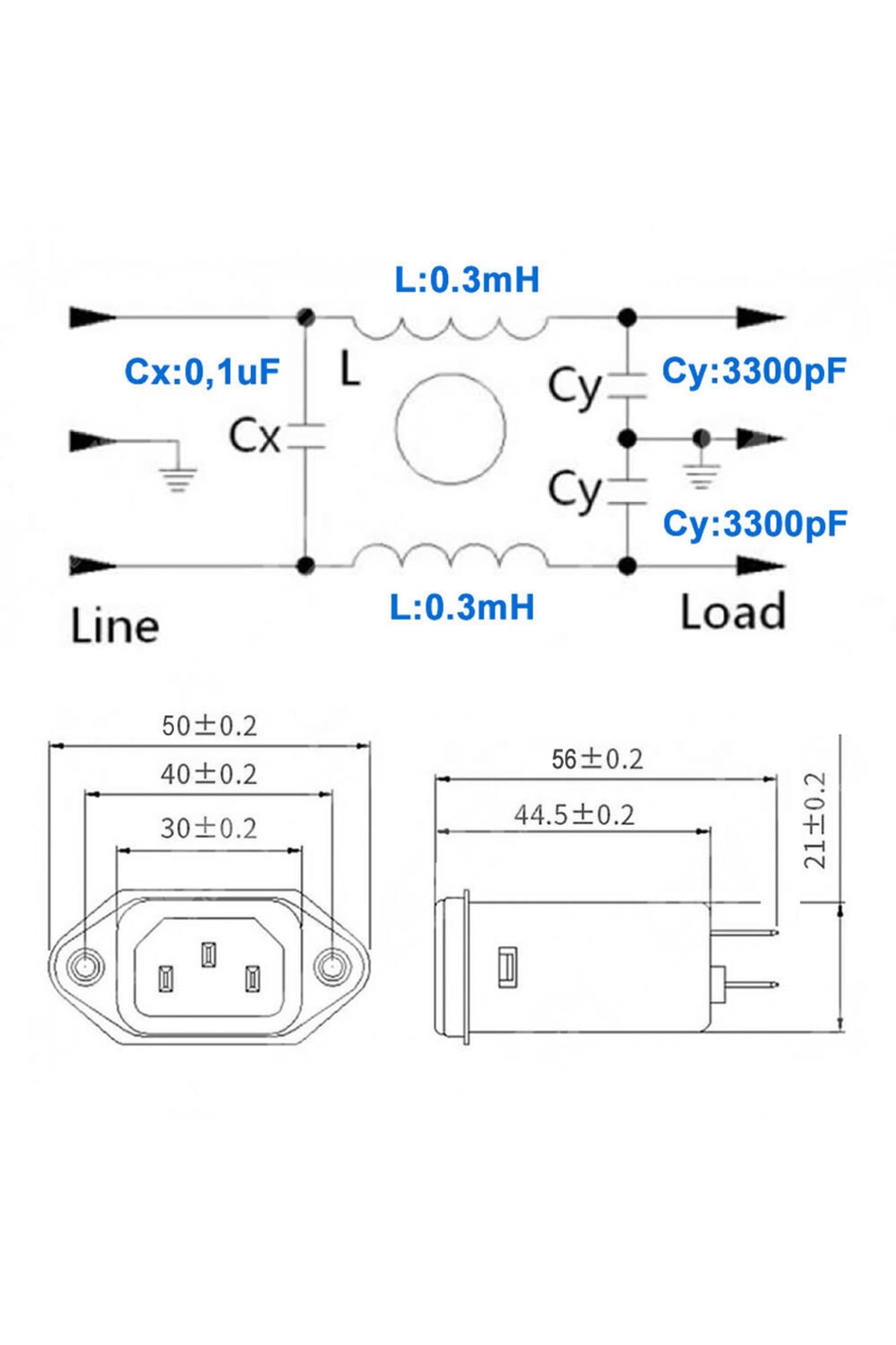 Cw1d-10a-t Ac 250v 10a C14 Erkek Soket Emı Filtreli Hat Şebeke Emc Rfı Gürültü Bastırıcı Azaltıcı 5