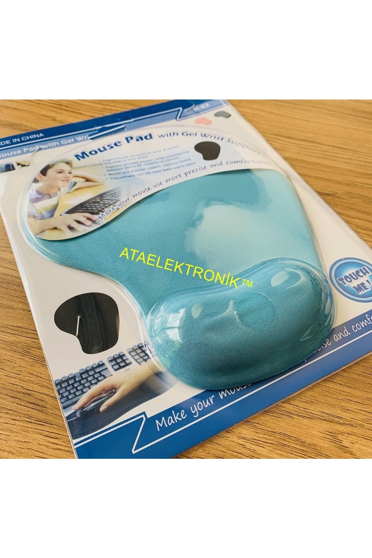 Açık Mavi Mause Pad Bilek Jel Destekli Mauseped Kaydırmaz Tabanlı Fare Altlığı Mouse Altlığı Ped