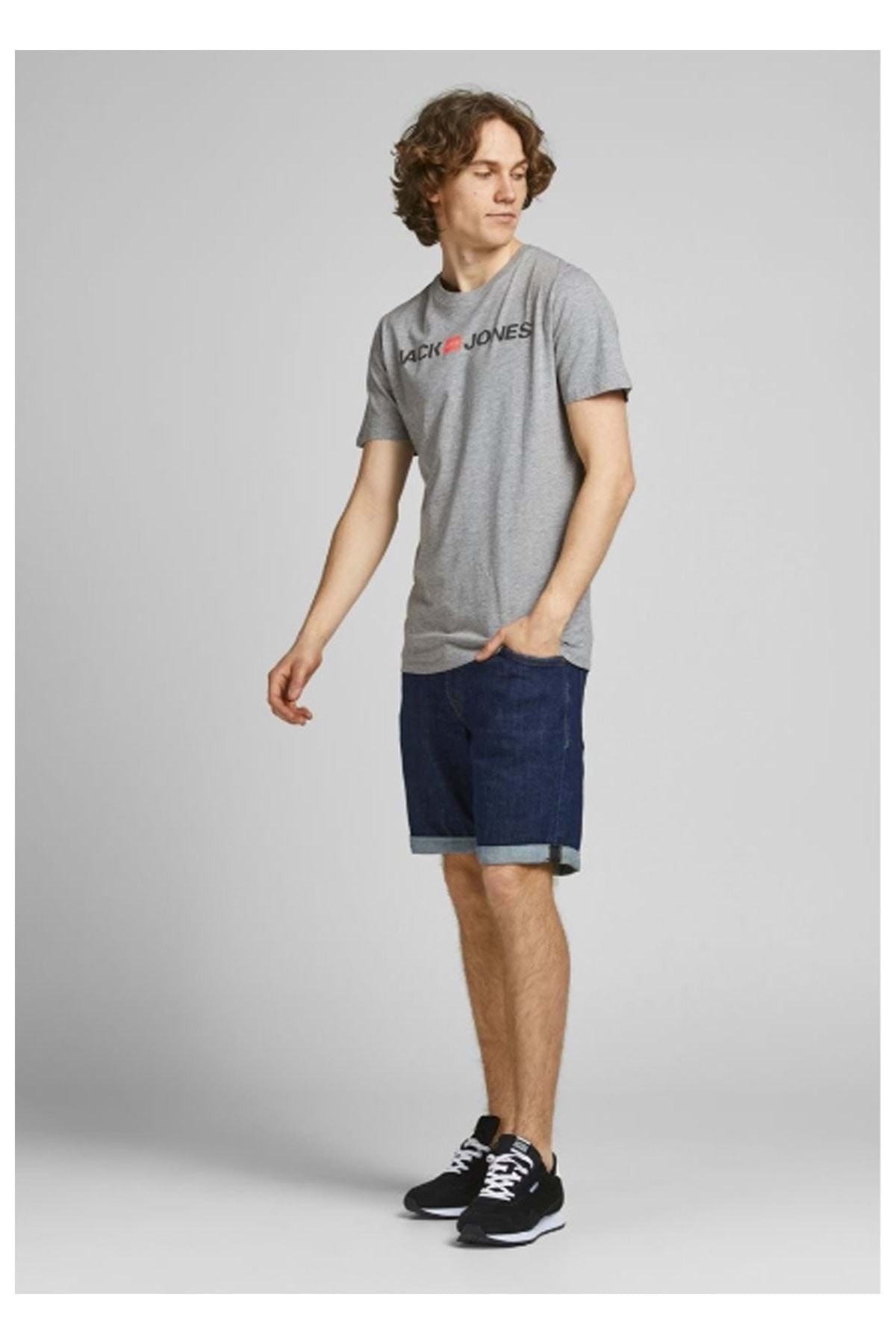تیشرت مردانه خاکستری جک اند جونز | ST04355 اورجینال - تصویر 3