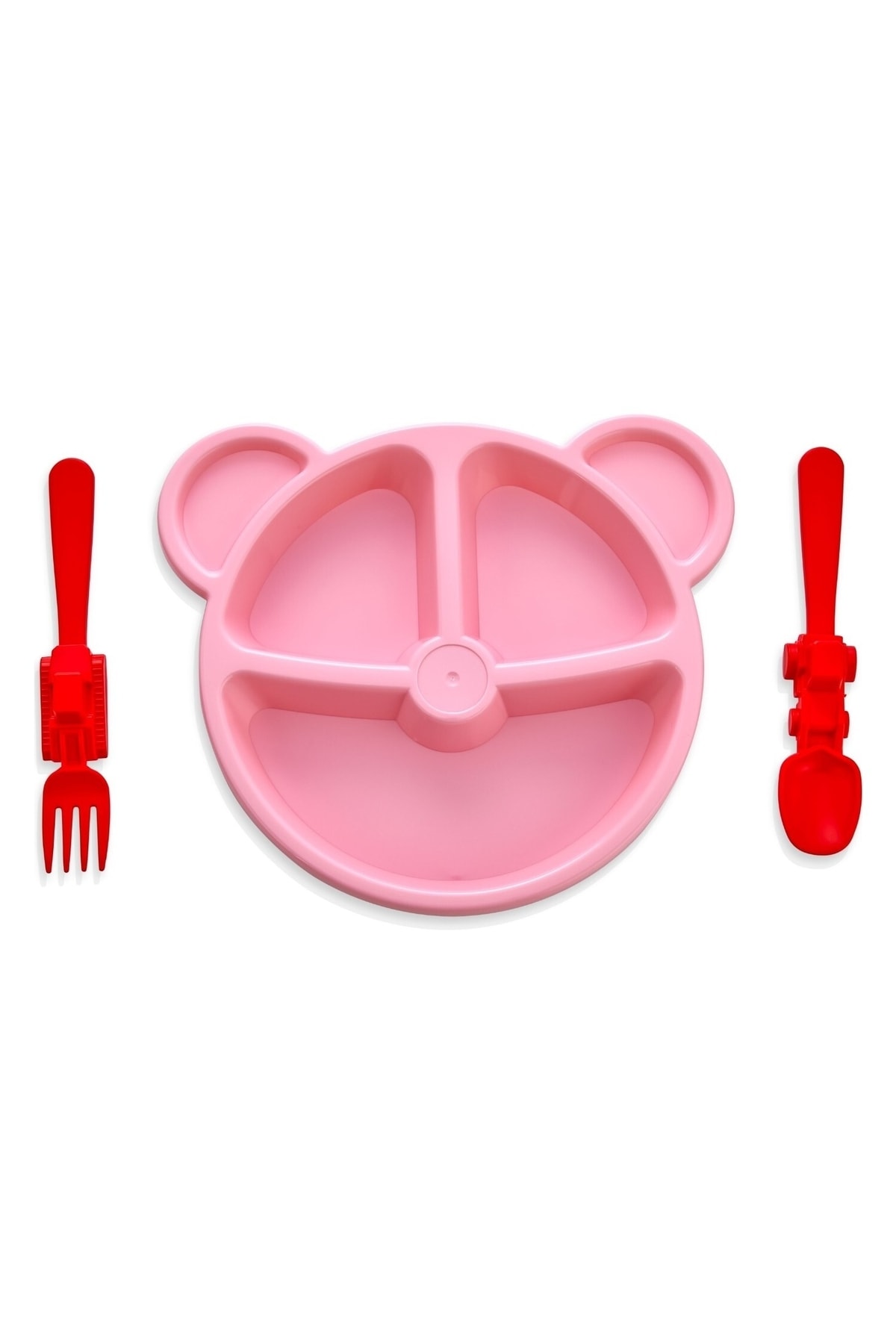 MorBebe 3 Parça Araba Figürlü Çocuk Çatal Kaşık Ve Mama Tabağı Seti Çocuk Tabak Çatal Kaşık Seti