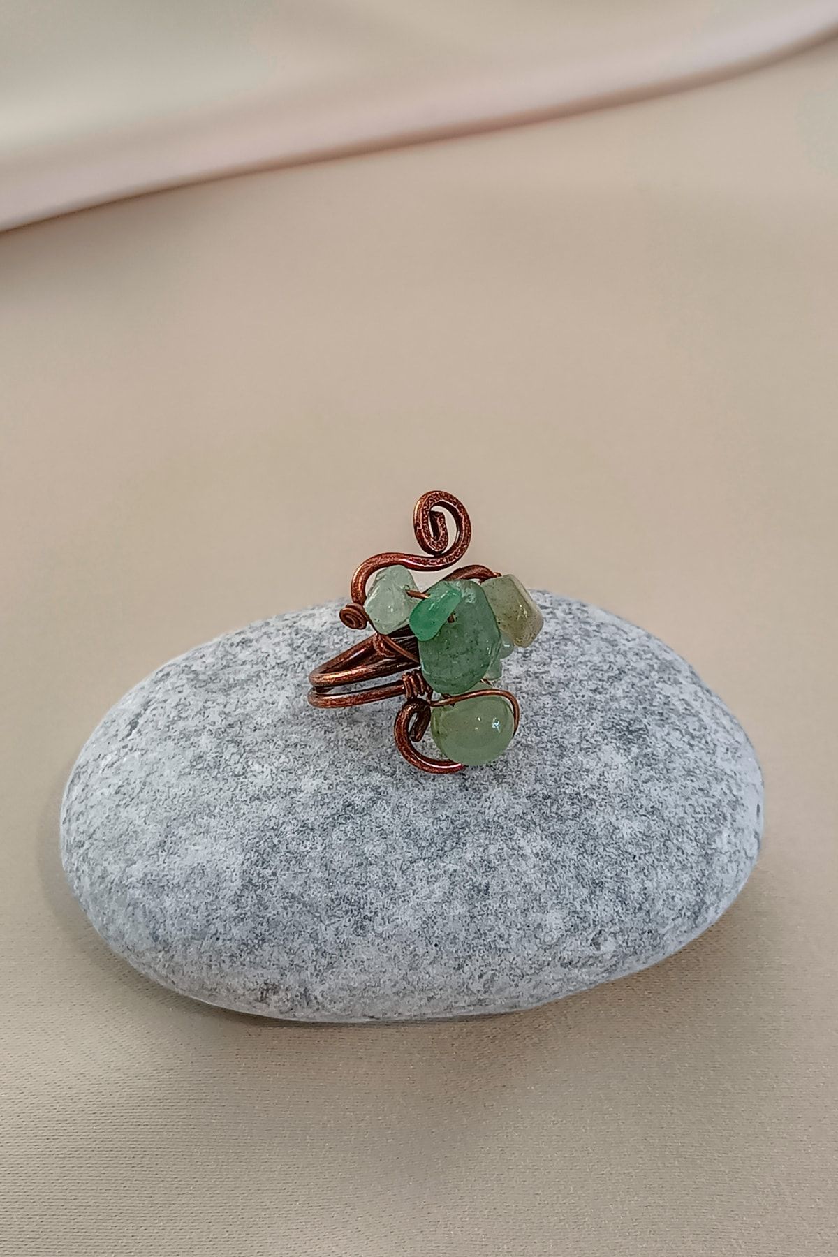TREND COLLECTİON Aventurine Green Natural Stone Adjustable Women's Ring -  Trendyol