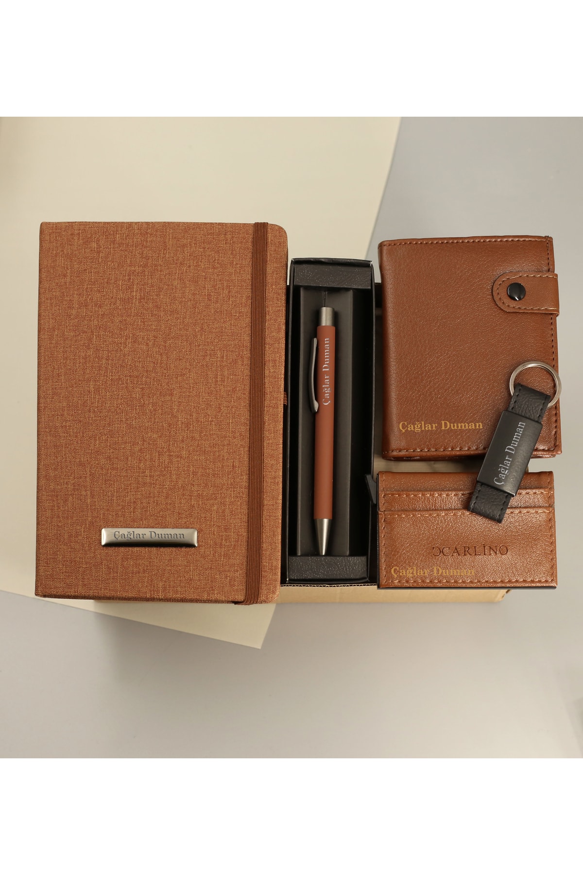 Personalized Notebook & Personalized Pen & Personalized Wallet & Keychain & Card Holder Gift Set