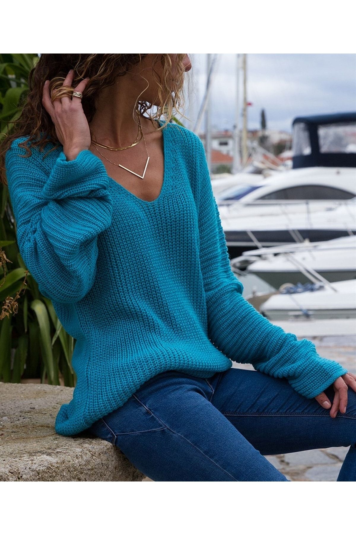Turquoise hot sale sweater womens