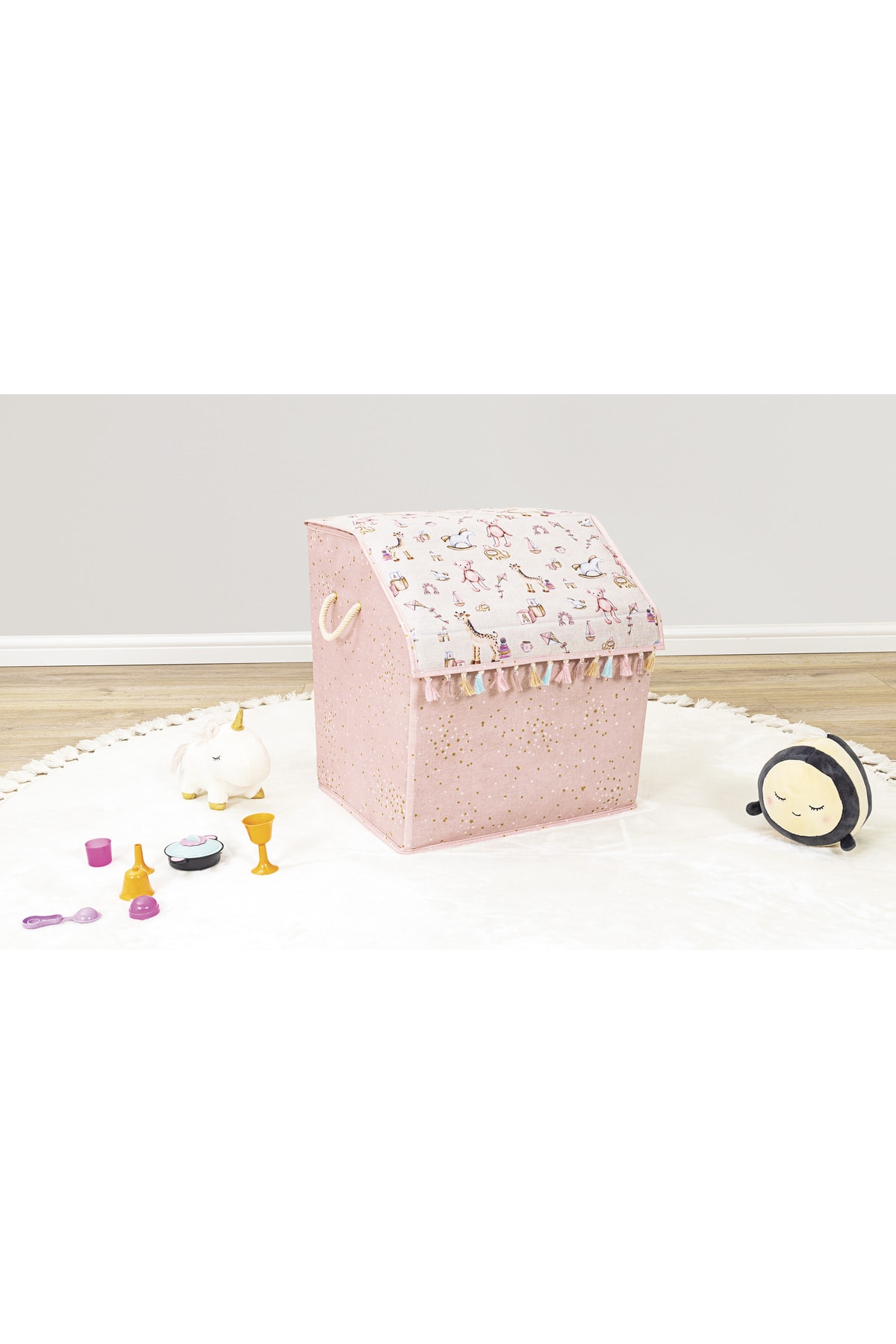 DECODEMA Bebek Çocuk Odası Çok Amaçlı Kapaklı Organizer Kutu Oyuncak Sepeti