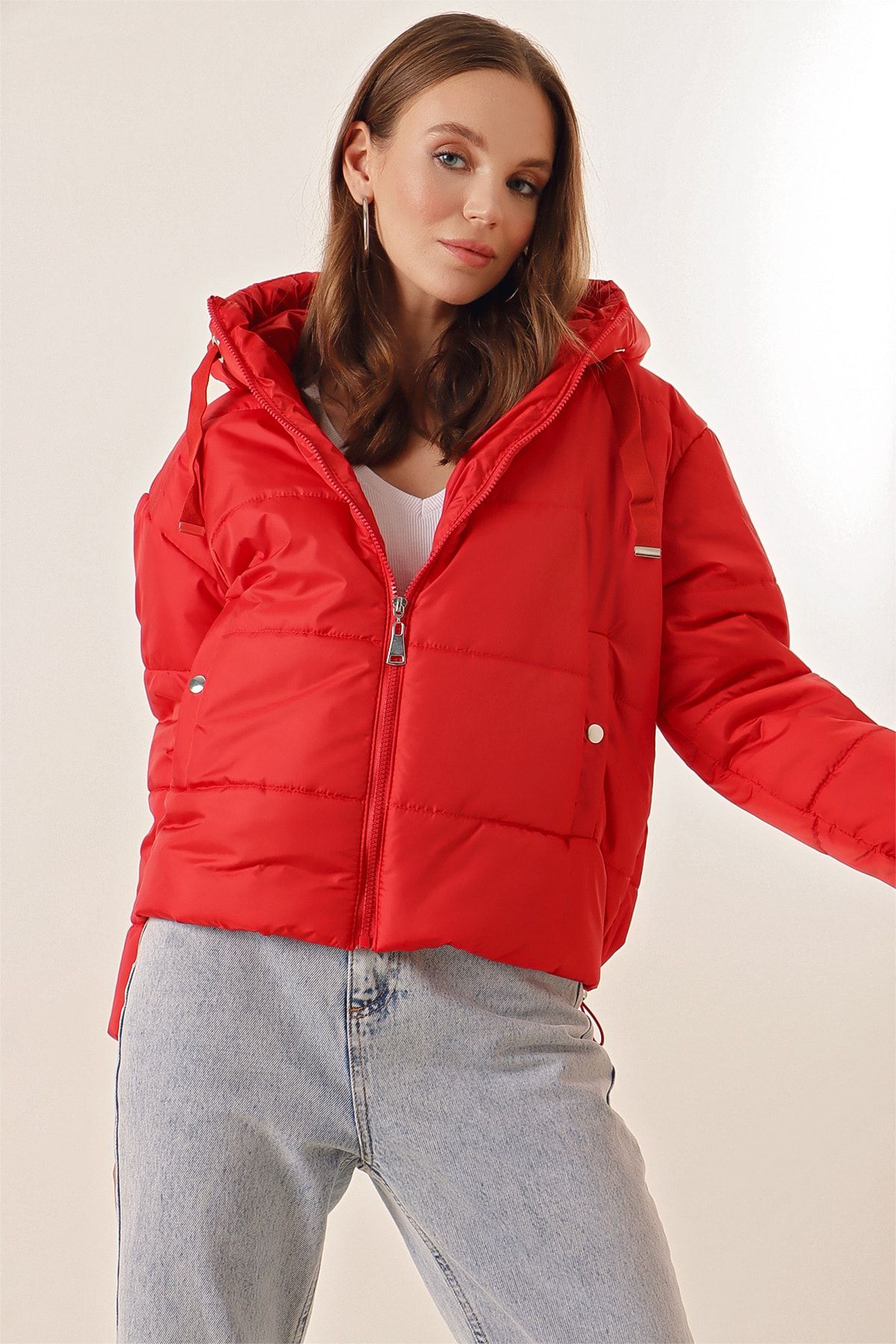 L&t puff jacket best sale red