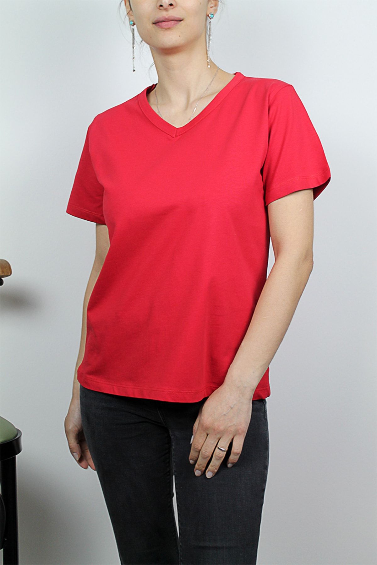 Damla-Tricou tricotat cu decolteu în V 100% bumbac 2
