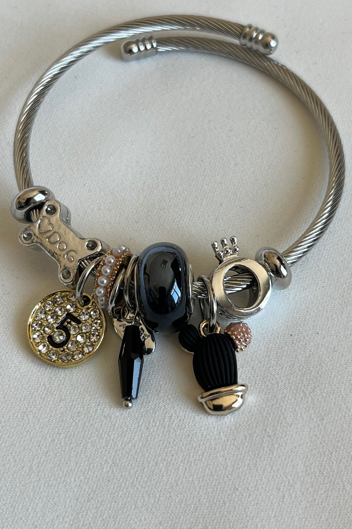 Black shop charm bracelet