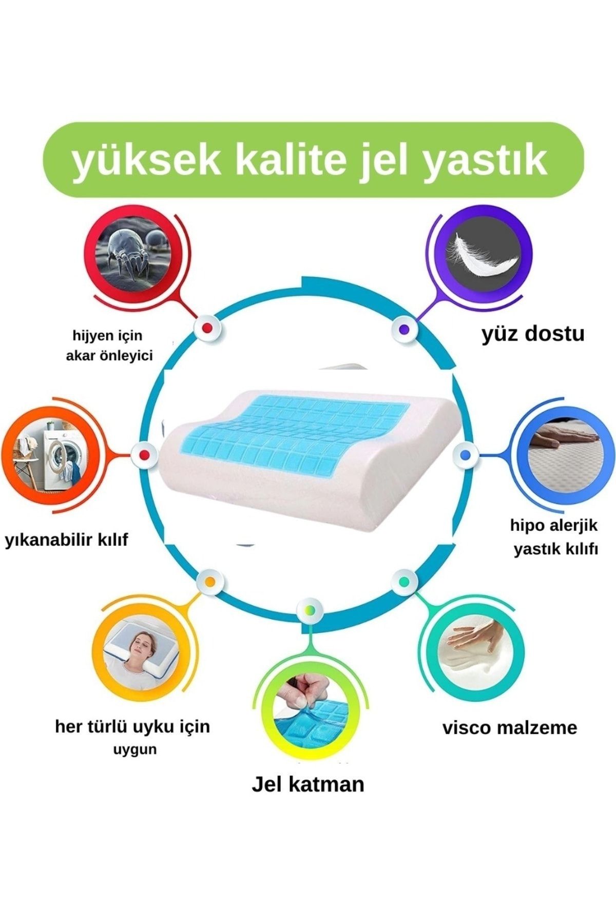 Viscomina-وسادة فيسكو لتقويم العظام بمكيف مزدوج مع دعم للرقبة، وسادة فيسكو لتقويم العظام مقاس 60 × 40 × 14/12 سم 3