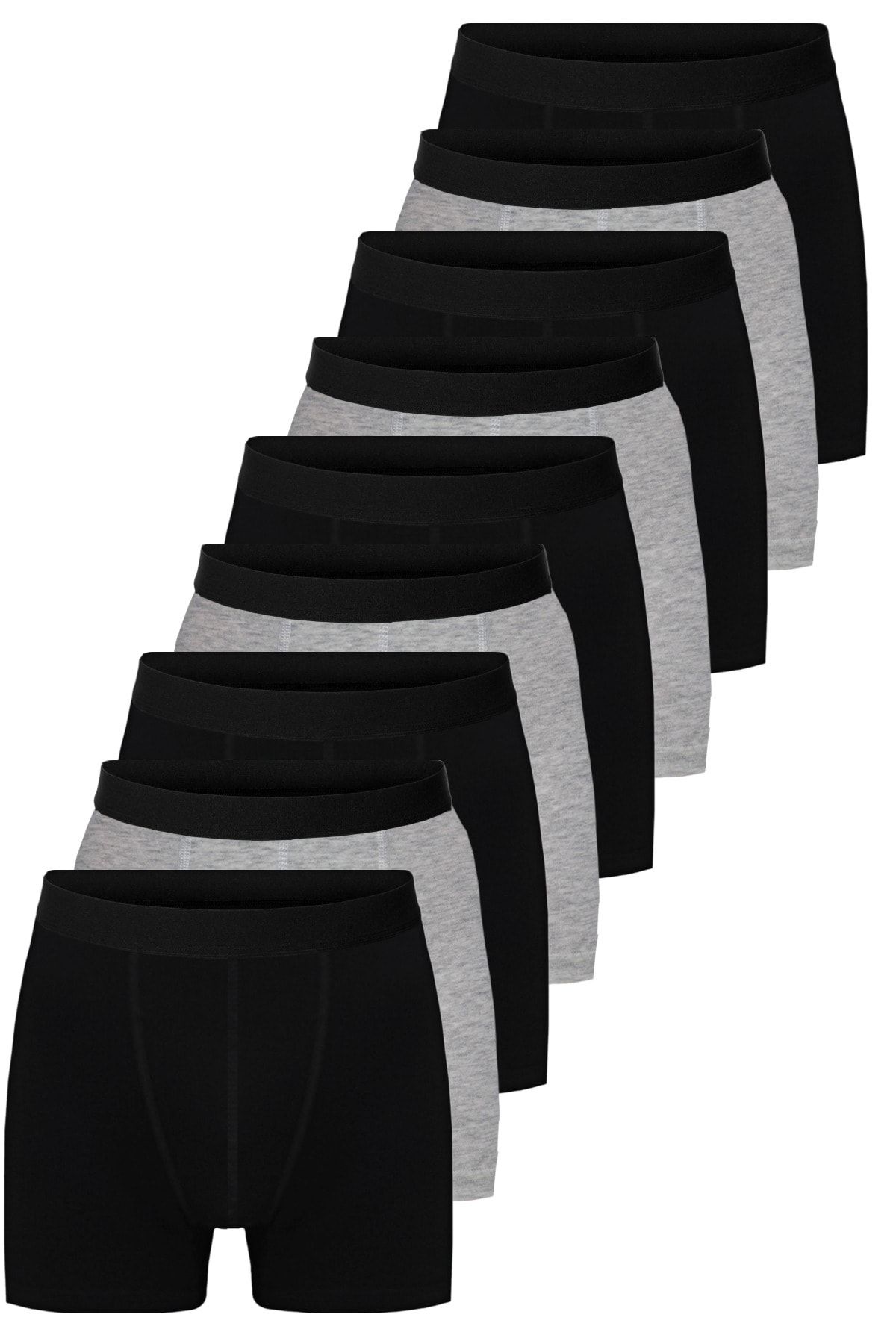 DeeAn Black Gray Men's 9 Pack Cotton Boxers - Trendyol