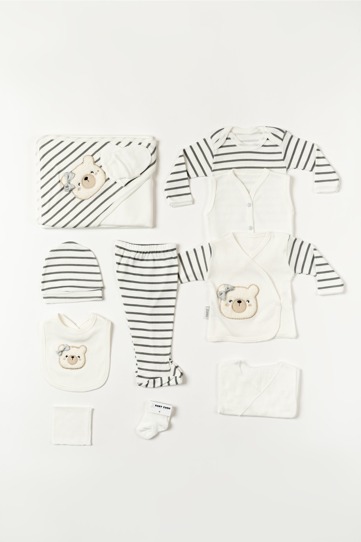 NEU KIDS Kutulu - Kız Yenidoğan Kıyafetleri Pamuklu Ayıcıklı 10'lu Hastane Çıkışı Setleri Süzene Nakışlı fotoğrafı 2 (önizleme)