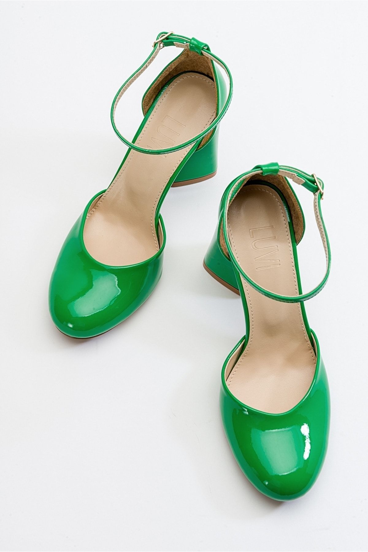 کفش پاشنه کلاسیک سبز زنانه چرمی Oslo luvishoes