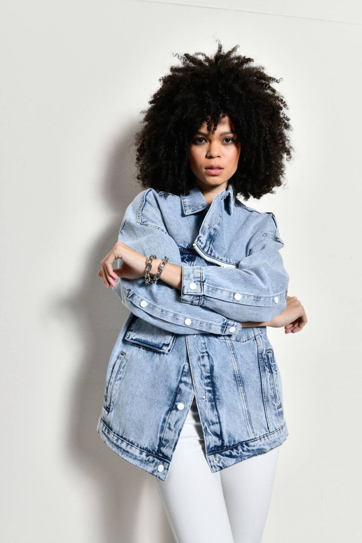 Women's mid length denim jacket 2025