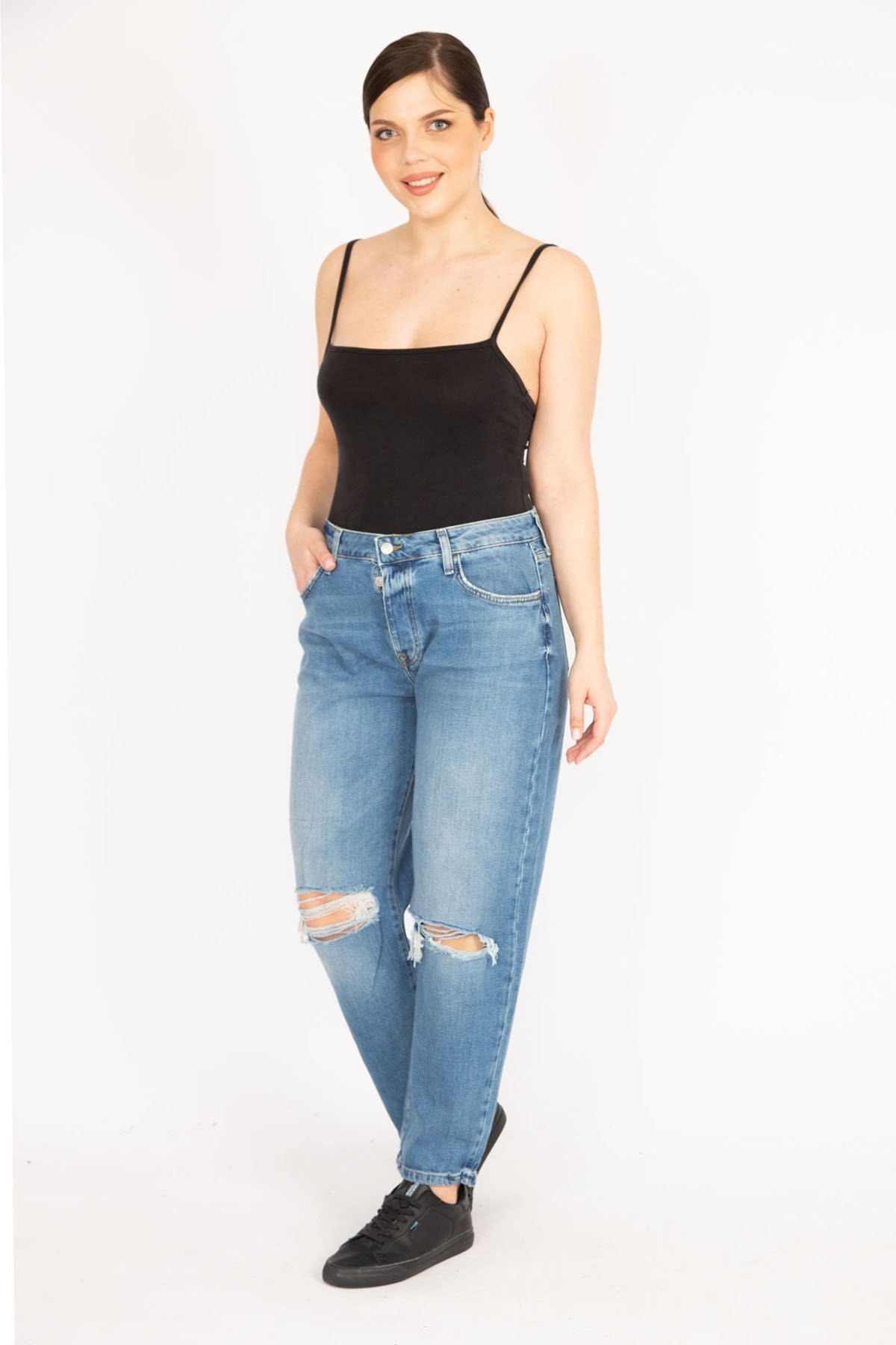 Plus ripped mom jeans cheap
