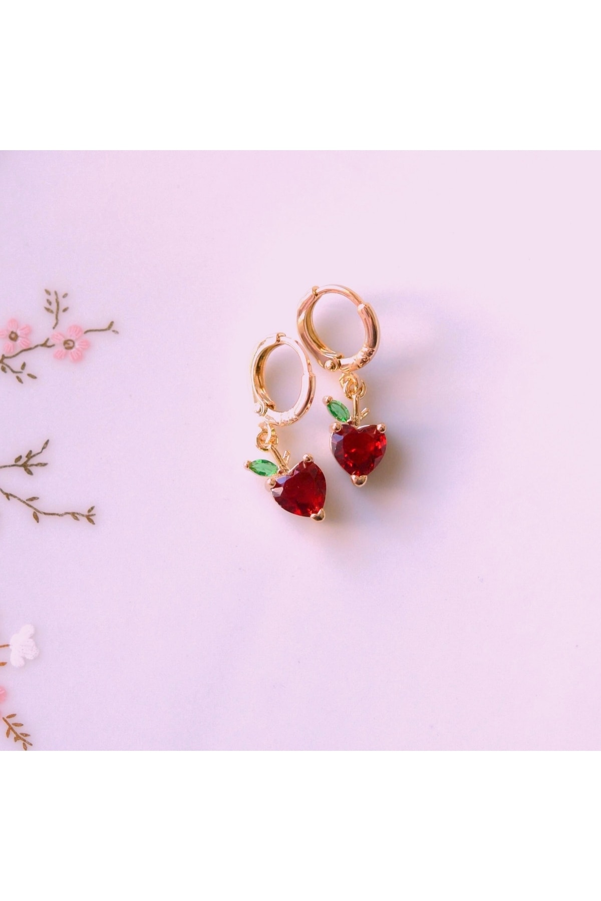 Earrings with Red Apple Charm