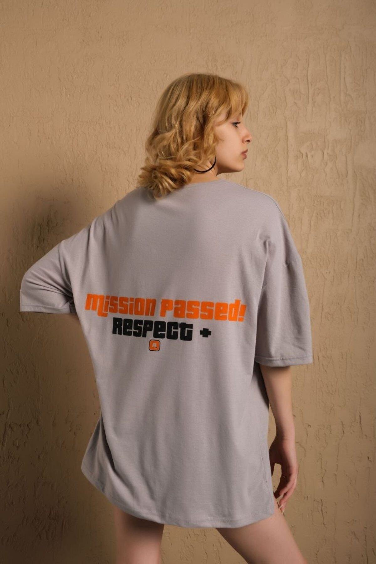 Mission Baskılı Oversize %100 Pamuk Taş Rengi T-shirt