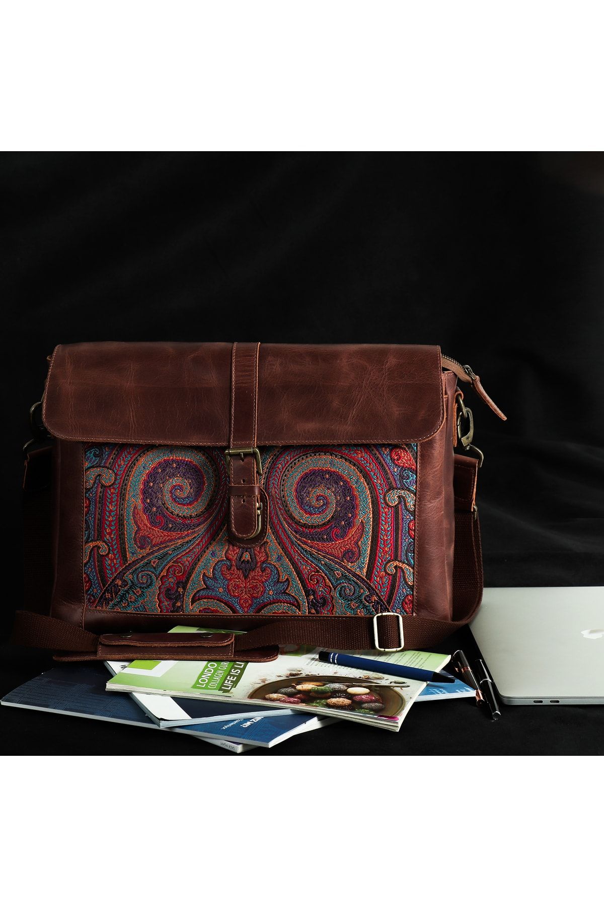 کیف شانه ای چند رنگ مردانه و زنانه Macbook چرمی اصلی رایانه لپ تاپ سازگار با LONDO